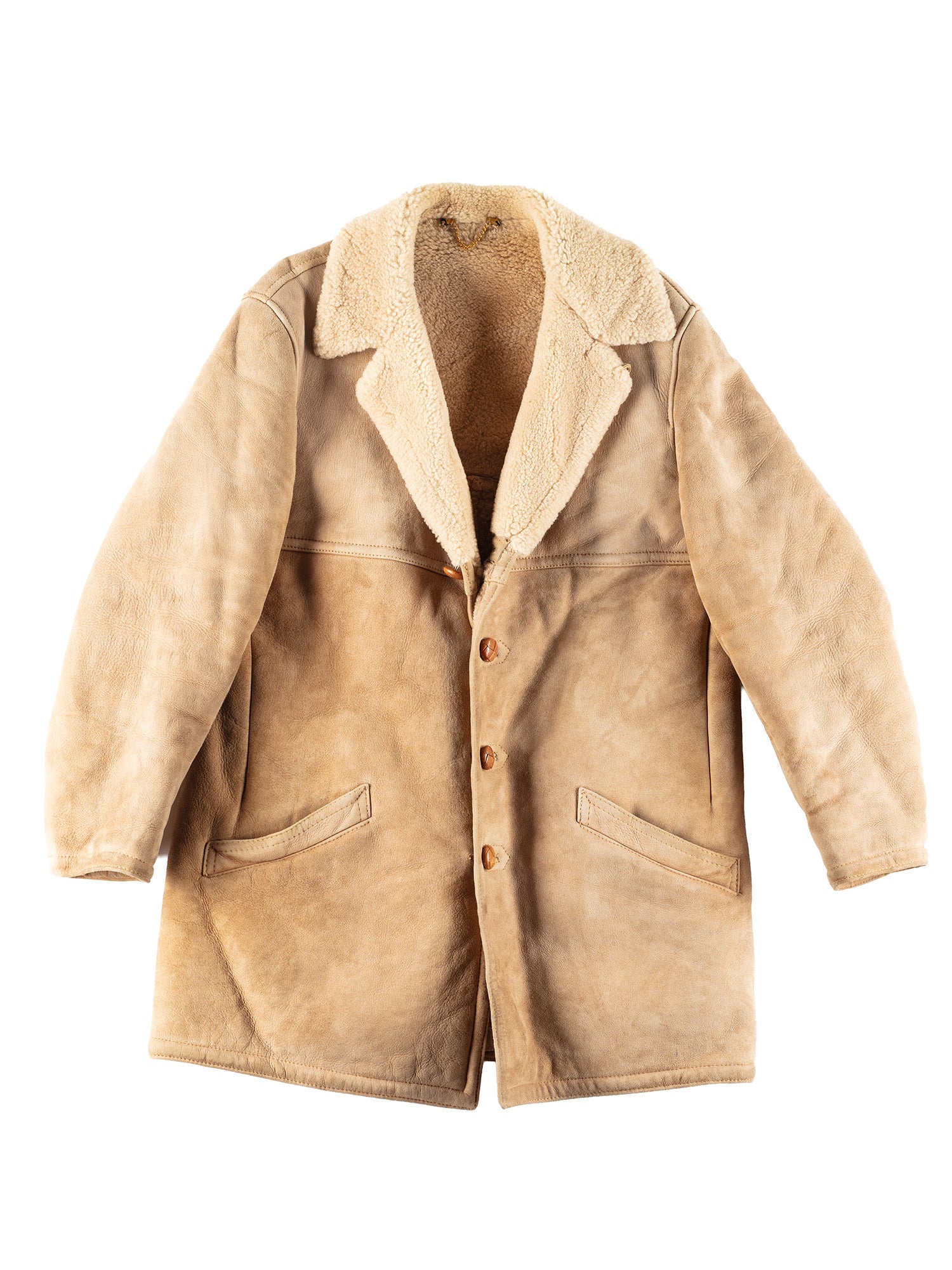 Vintage 70's Men Sheepskin Coat in Beige by Northern Grip