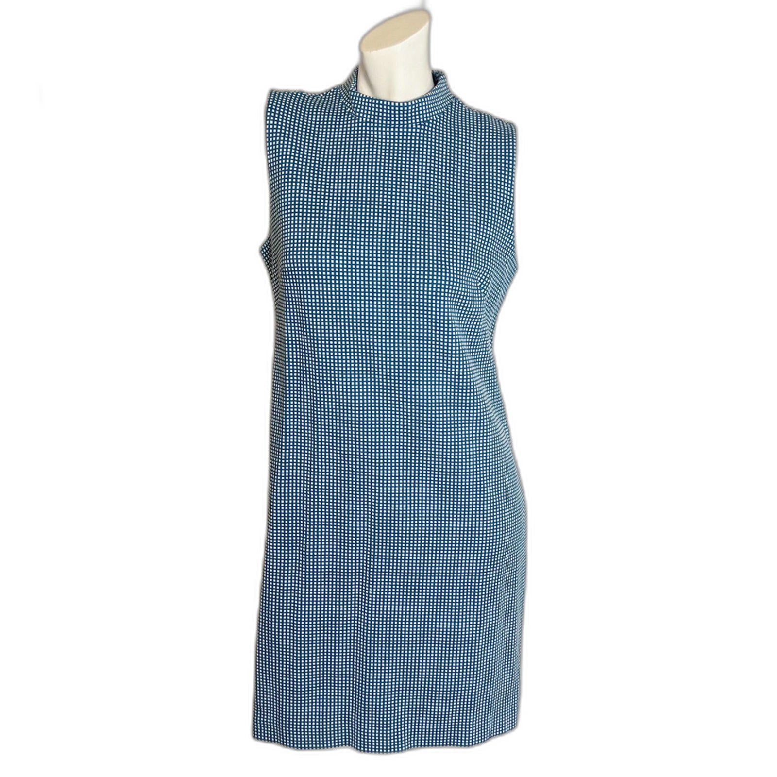NWT Ann Taylor Geo Mock Neck Sleeveless Shift Dress Santorini Blue Mod by Hot Girl Secondhand