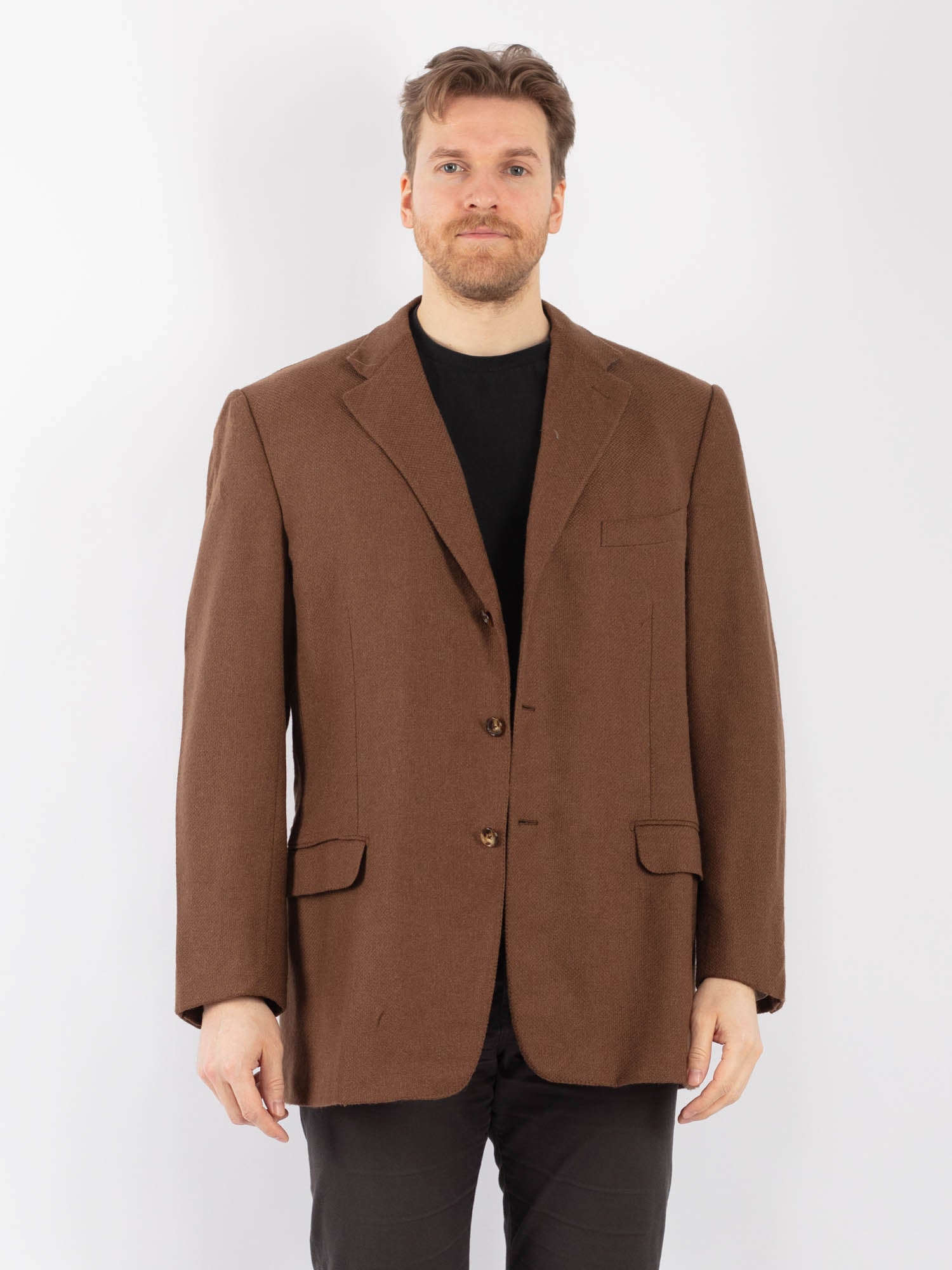 Vintage 90's Men Wool Blazer Jacket in Brown by Northern Grip
