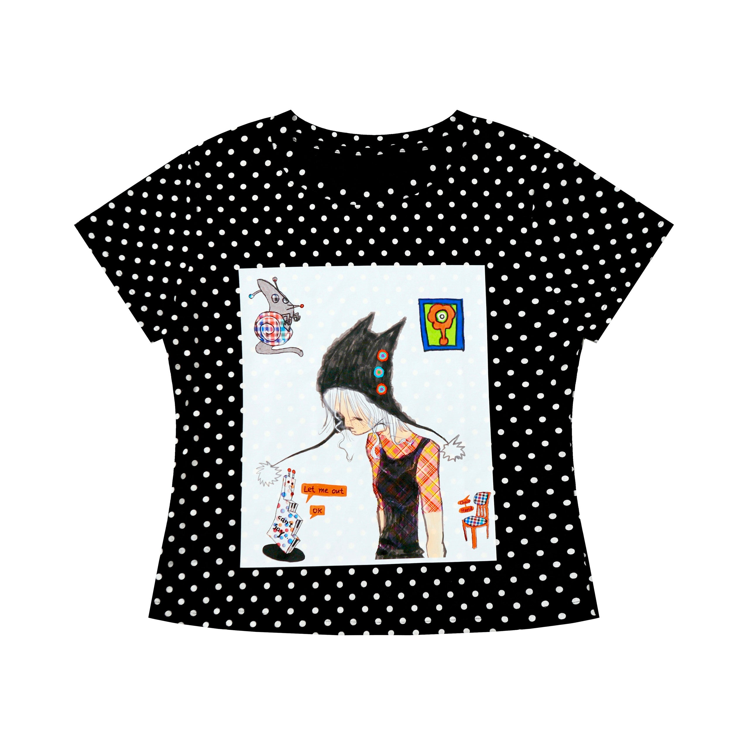 Y2K Polka Dot Tee - BlackBerry by Land Decora