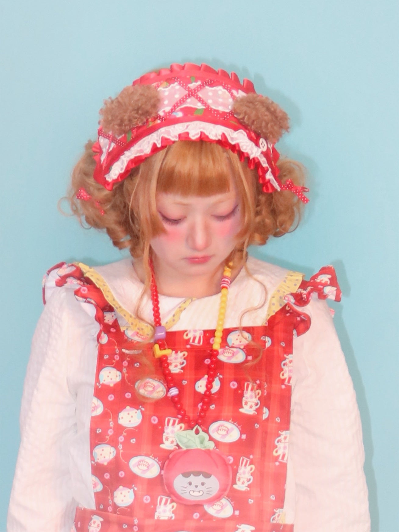 Kawaii Red Bear Ears Lace Headband - LULULULU Lolita Hair Accessory by Land Decora
