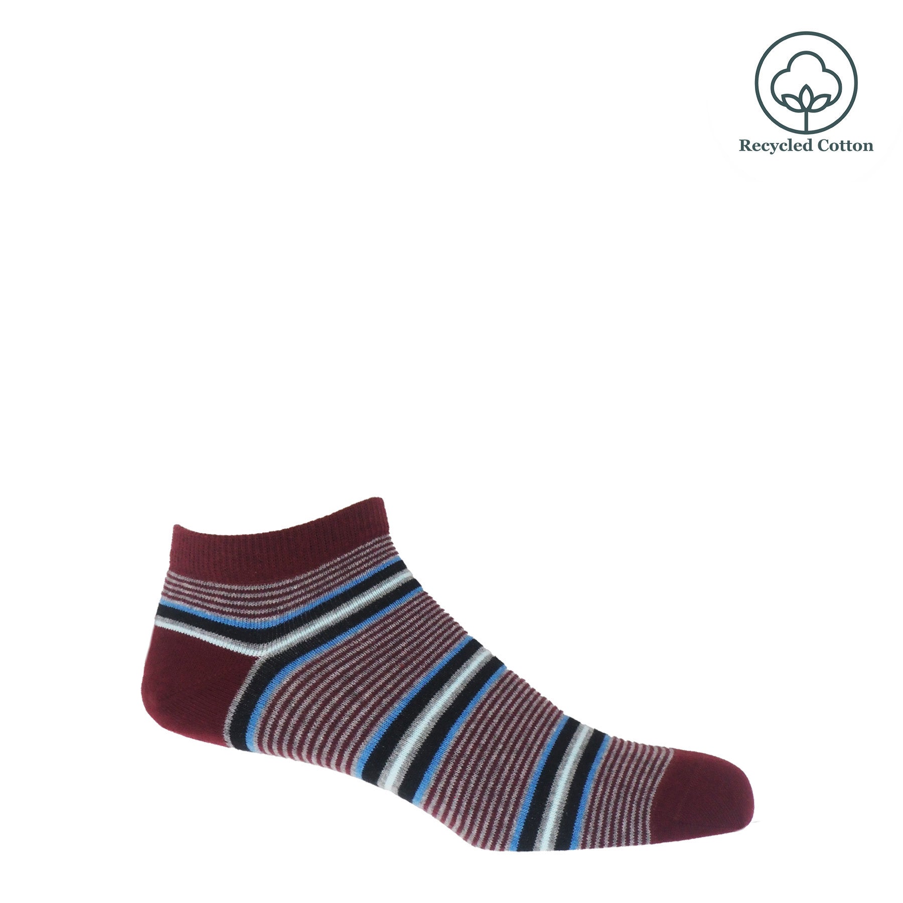 Multistripe Men's Trainer Socks - Burgundy by Peper Harow