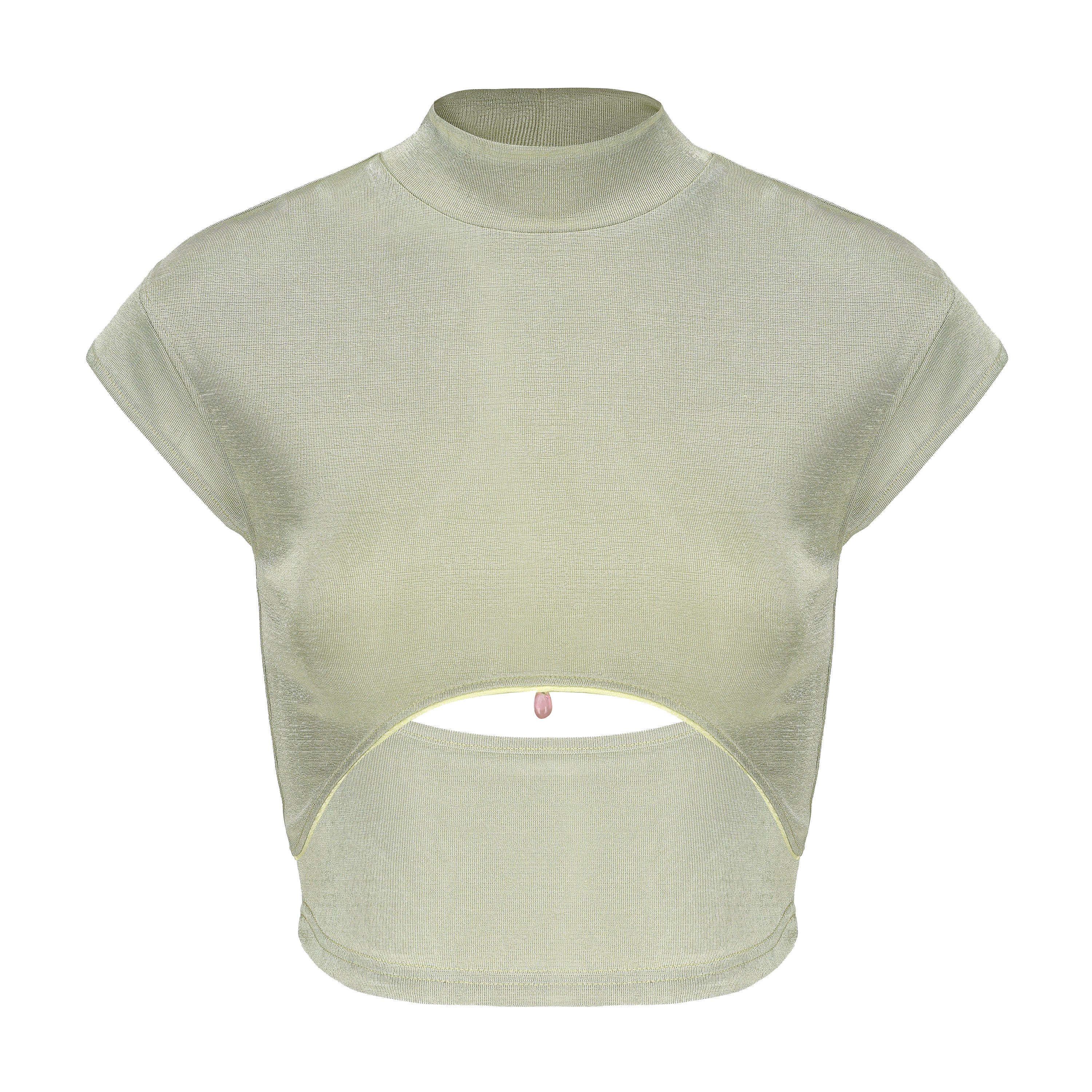 Min Cutout Two Piece Crop Top Green by DAWANG