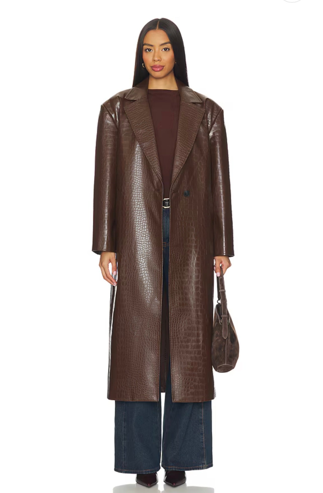LAMARQUE Ebba Faux Leather Croco Coat by Sierra Deene