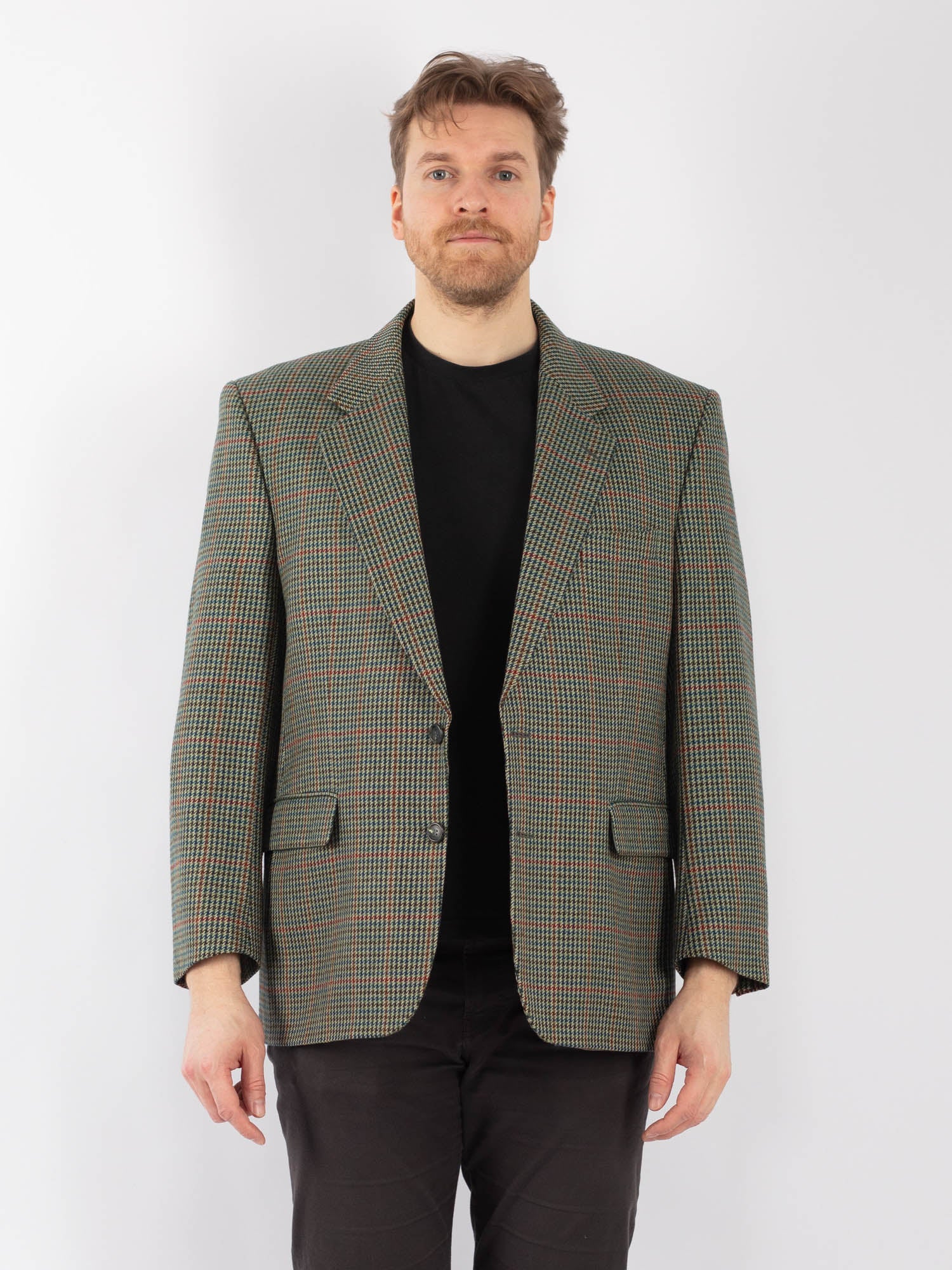 Vintage 90's Men Wool Blazer Jacket in Green by Northern Grip