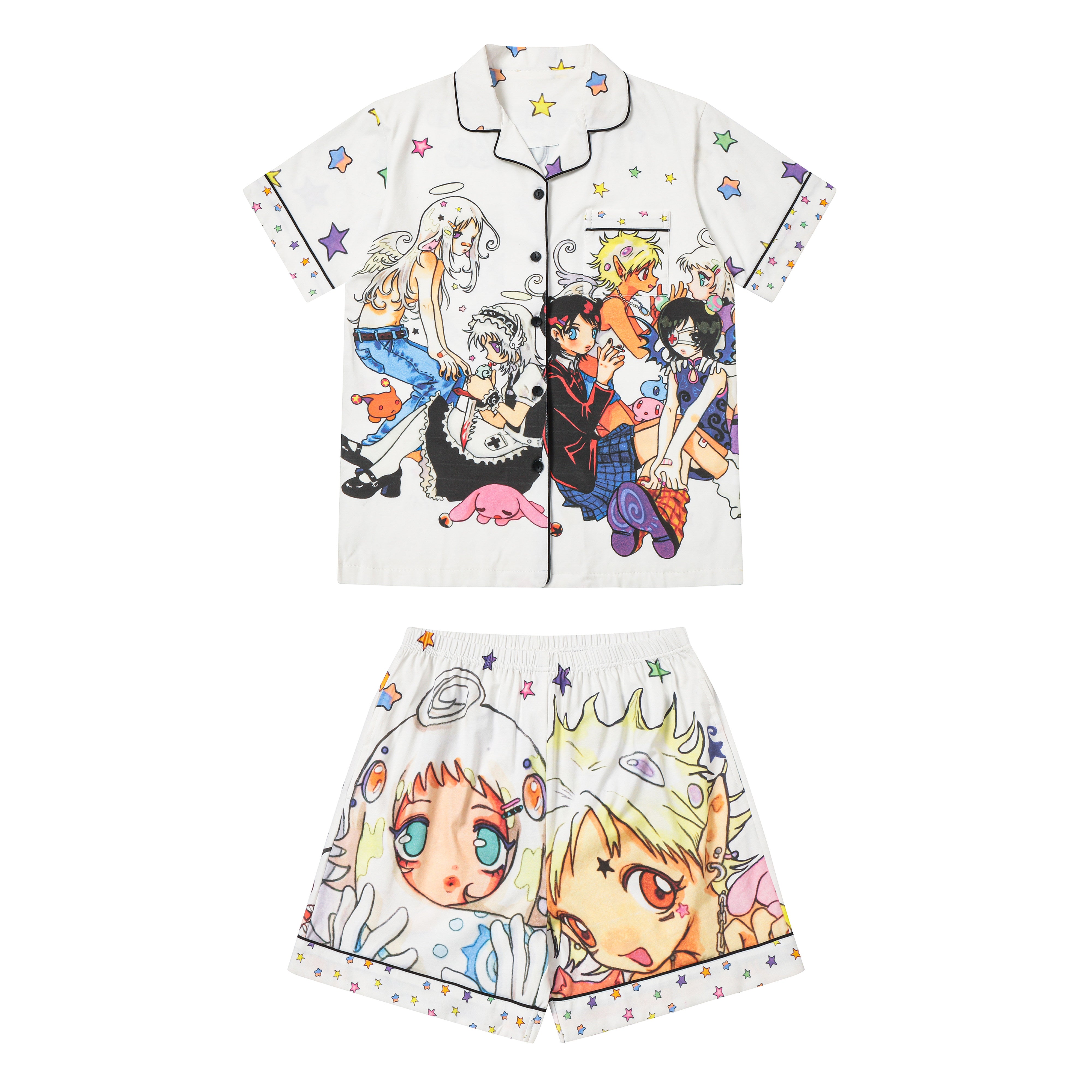 Doll House Short Sleeve Kawaii Pajama Set | Cotton Cute Sleepwear | BlackBerry by Land Decora