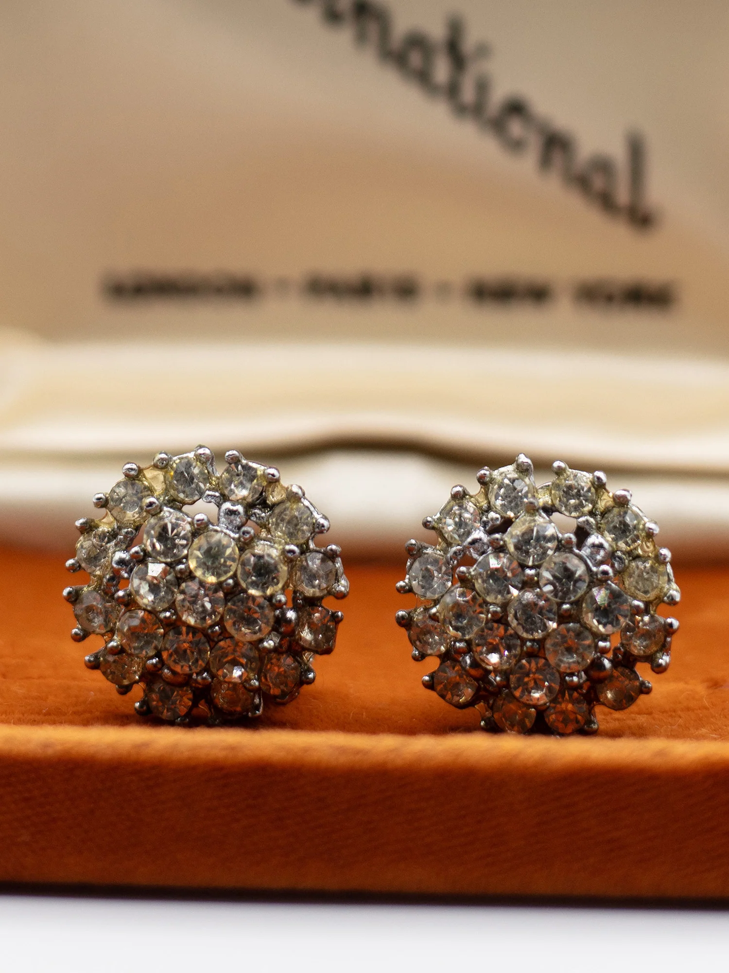Vintage 50's Rhinestone Cluster Clip-on Earrings by Northern Grip