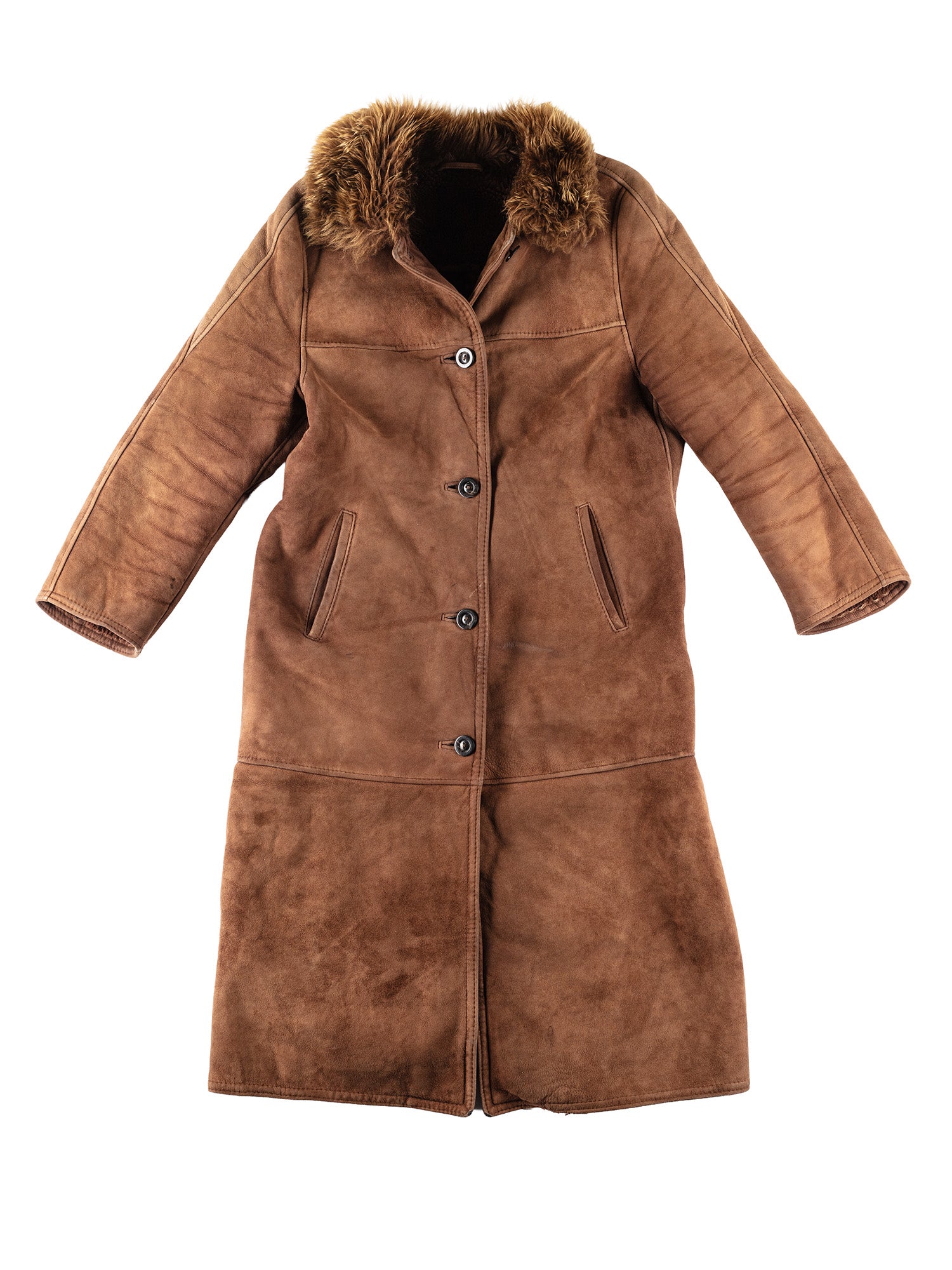 Vintage 80's Women Sheepskin Coat in Brown by Northern Grip