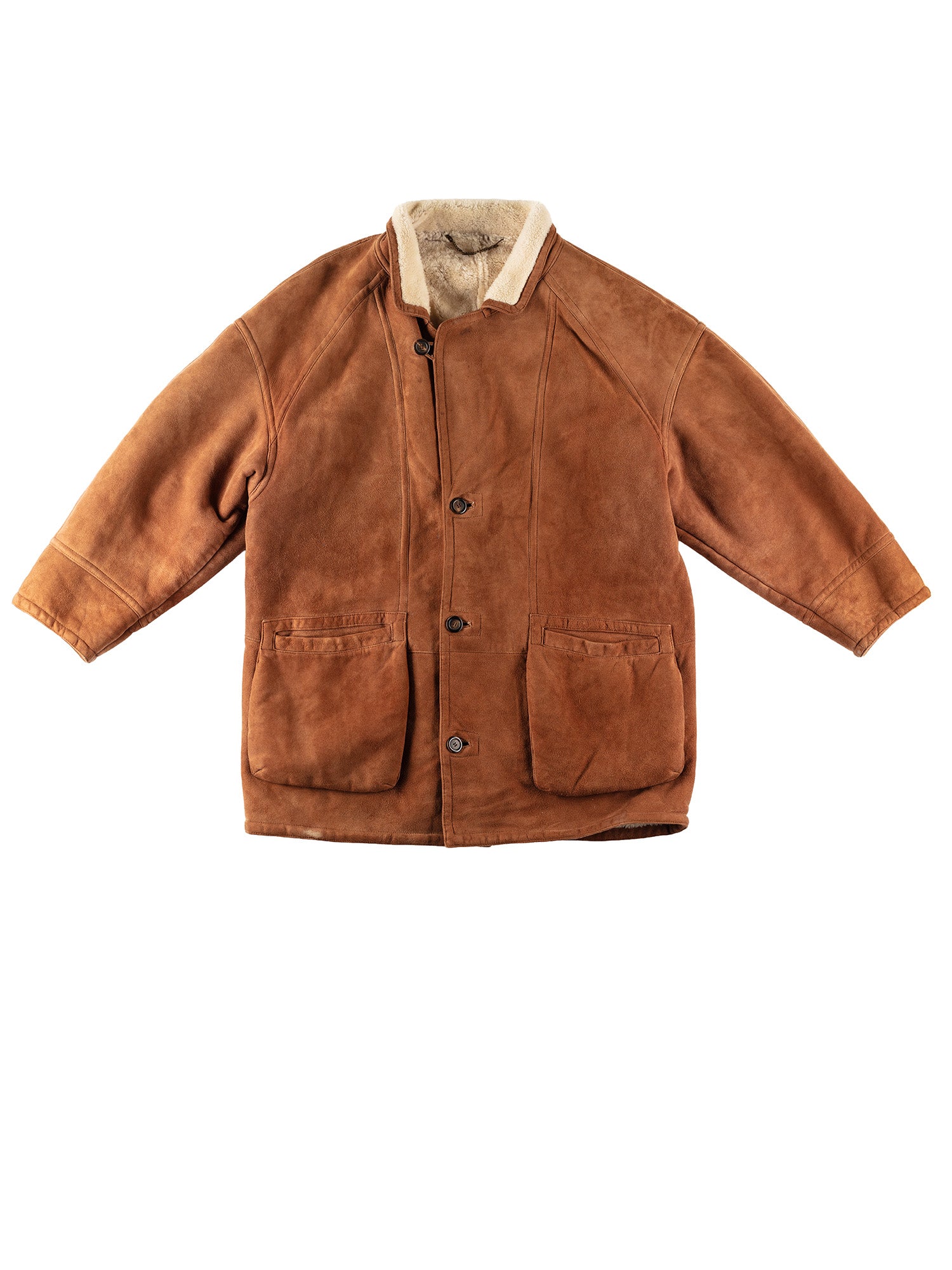 Vintage 80's Men Sheepskin Coat in Brown by Northern Grip