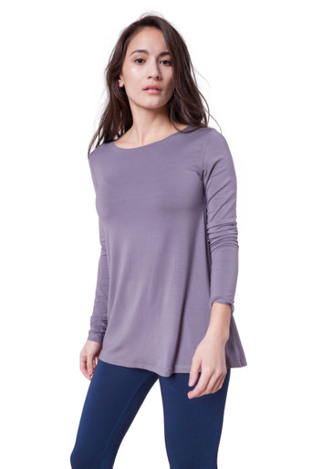 Long Sleeve Flare Modal Crew Neck Top by A to Z Tees