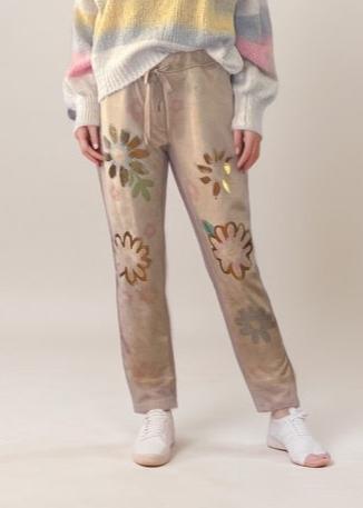 Zinnia Faux Suede Floral Pants by Sierra Deene