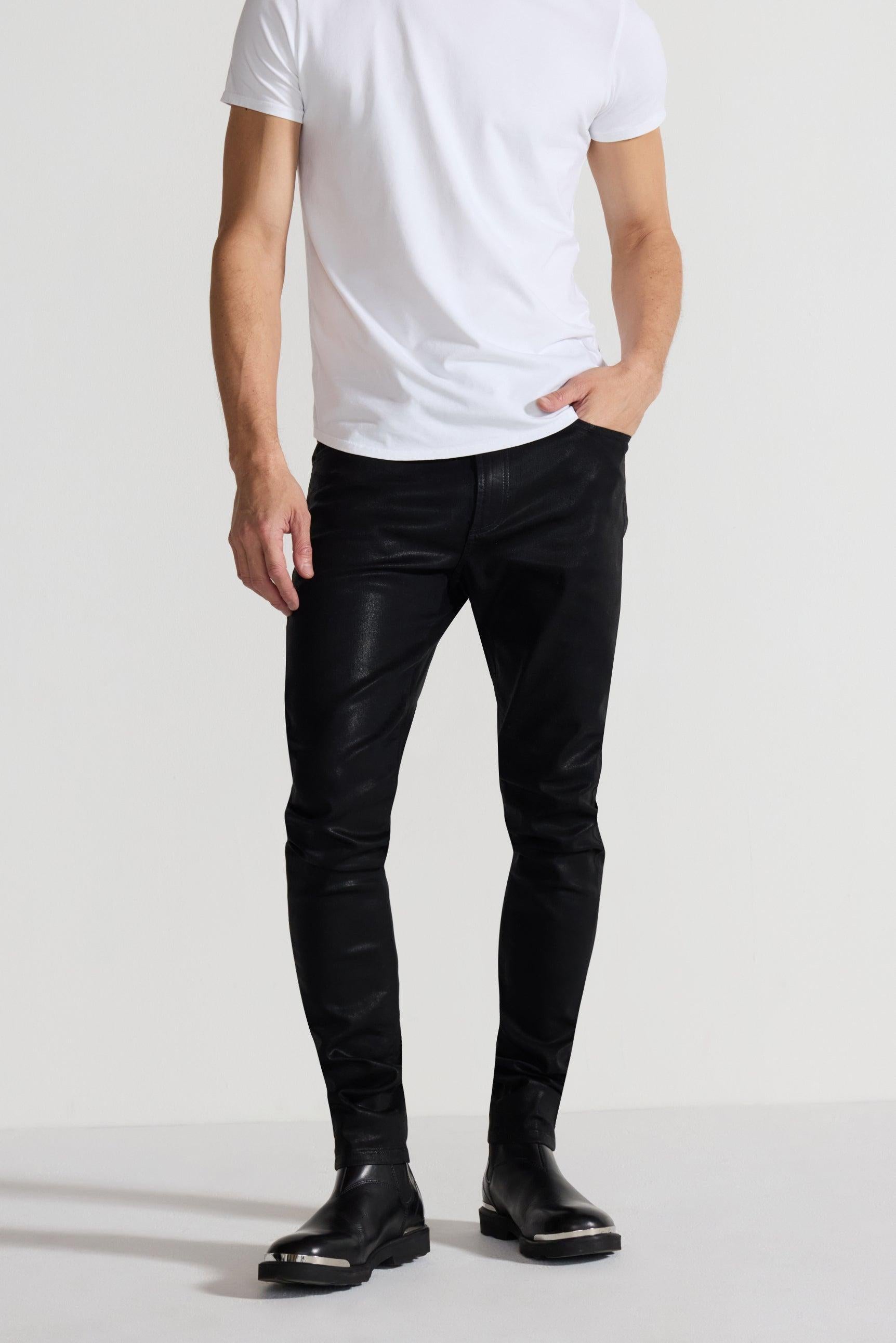 Greyson Coated Noir Stretch Skinny Jean by MONFRERE