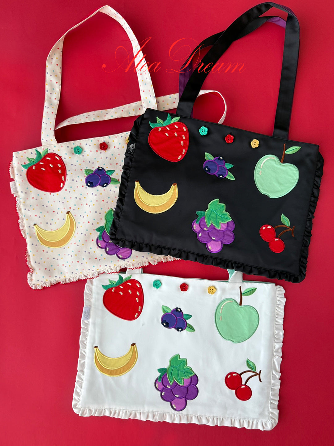 Retro Fruit Embroidered Shoulder Bag - Ate a Dream by Land Decora