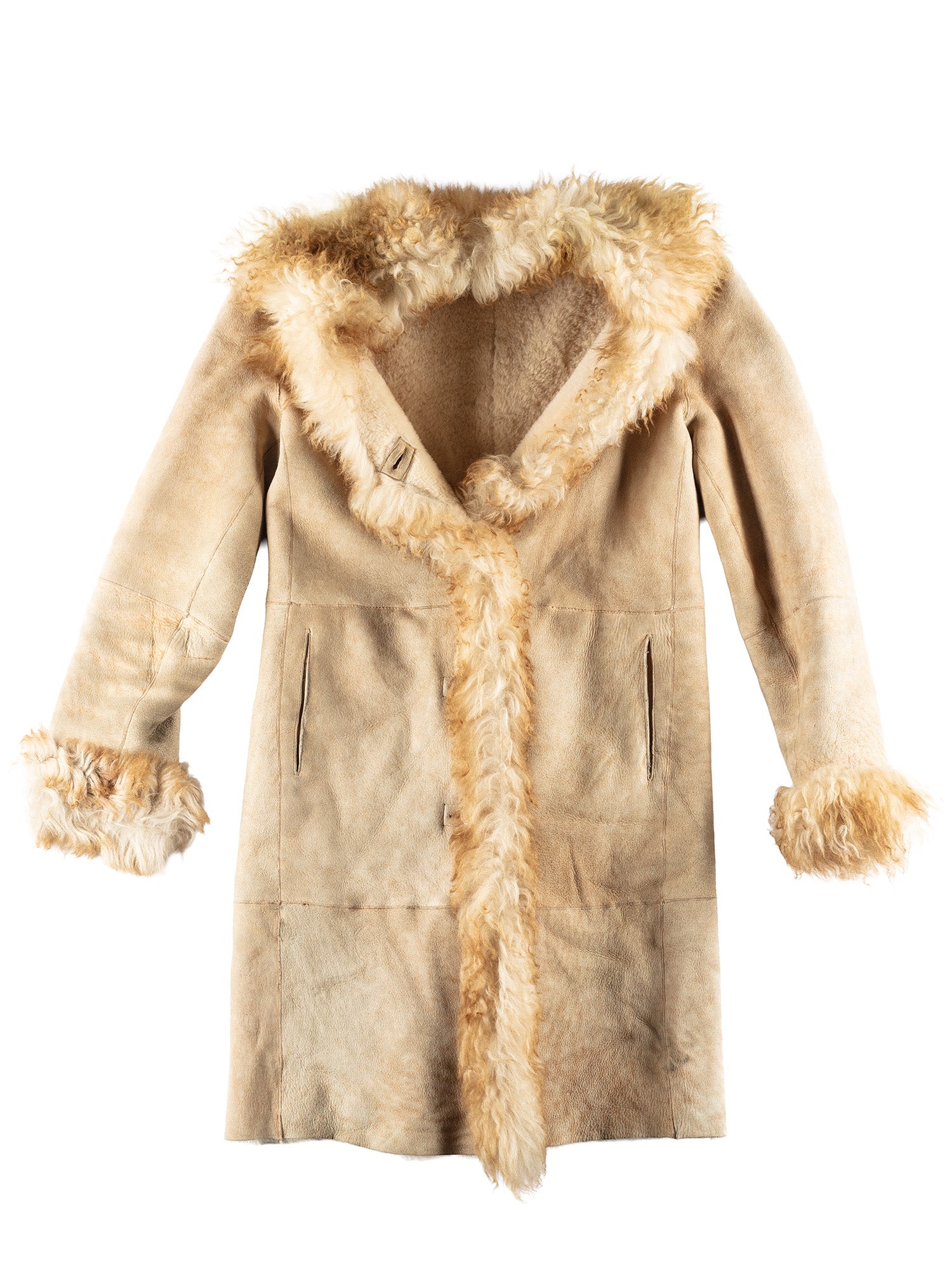 Vintage 90's Women Sheepskin Penny Lane Coat in Beige by Northern Grip