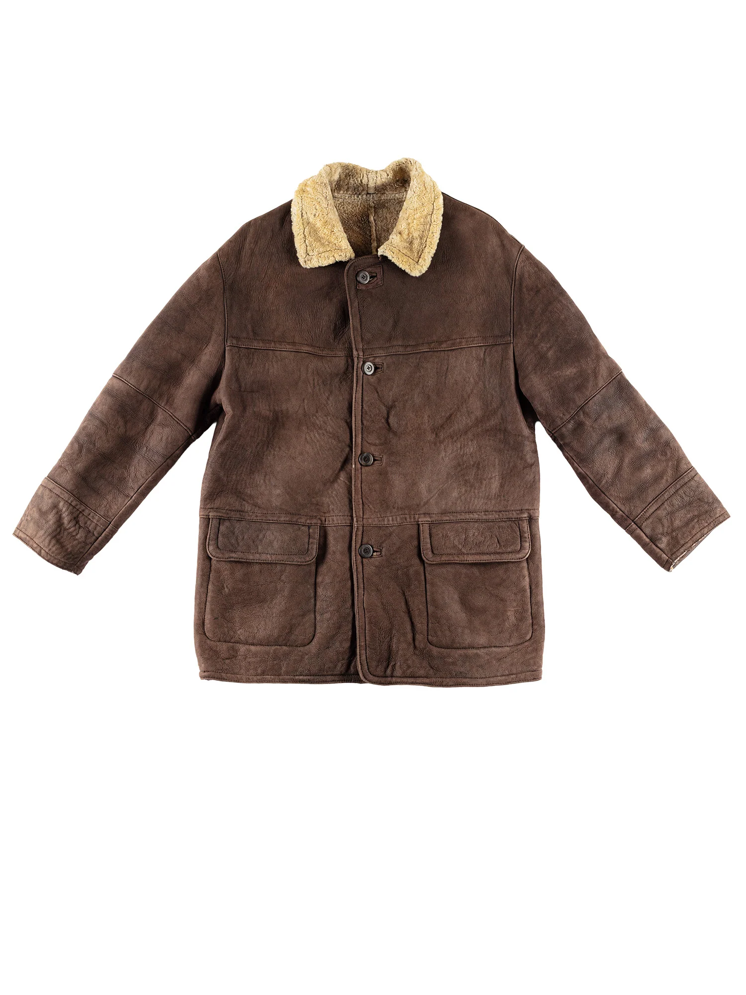 Vintage 80's Men Sheepskin Coat in Brown by Northern Grip