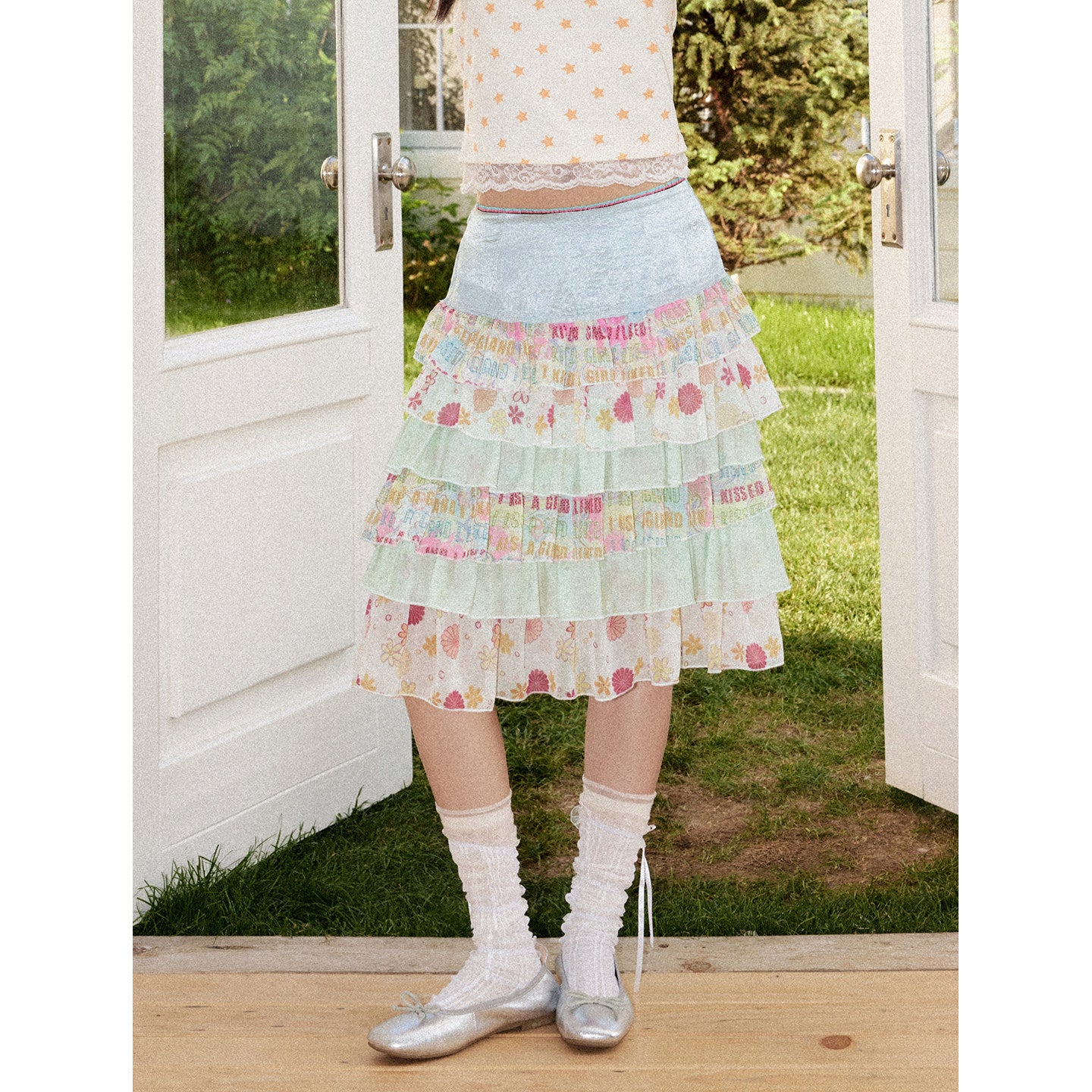 Y2K Floral Tiered Skirt - Chemical Girl by Land Decora