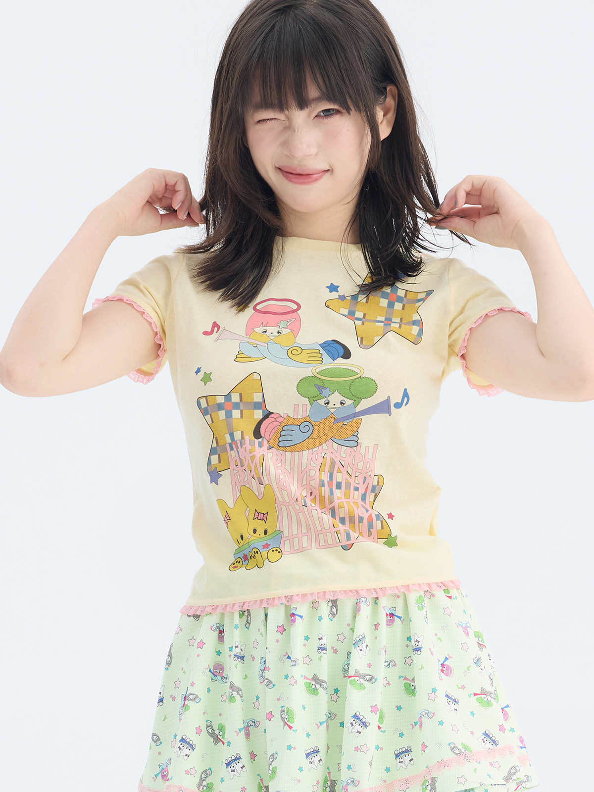 Angel Star Graphic Tee | Fairy Kei Pastel Kawaii Harajuku Shirt by Land Decora