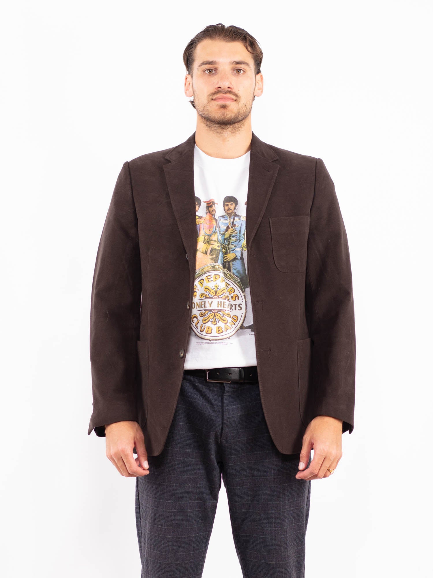 Vintage 90's Men Cotton Blazer Jacket in Brown by Northern Grip