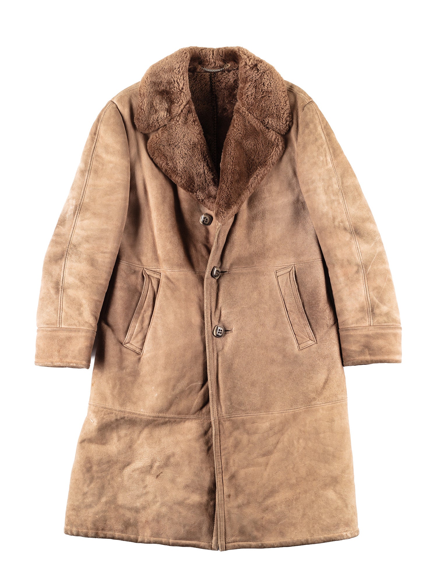 Vintage 70's Men Sheepskin Coat in Beige by Northern Grip