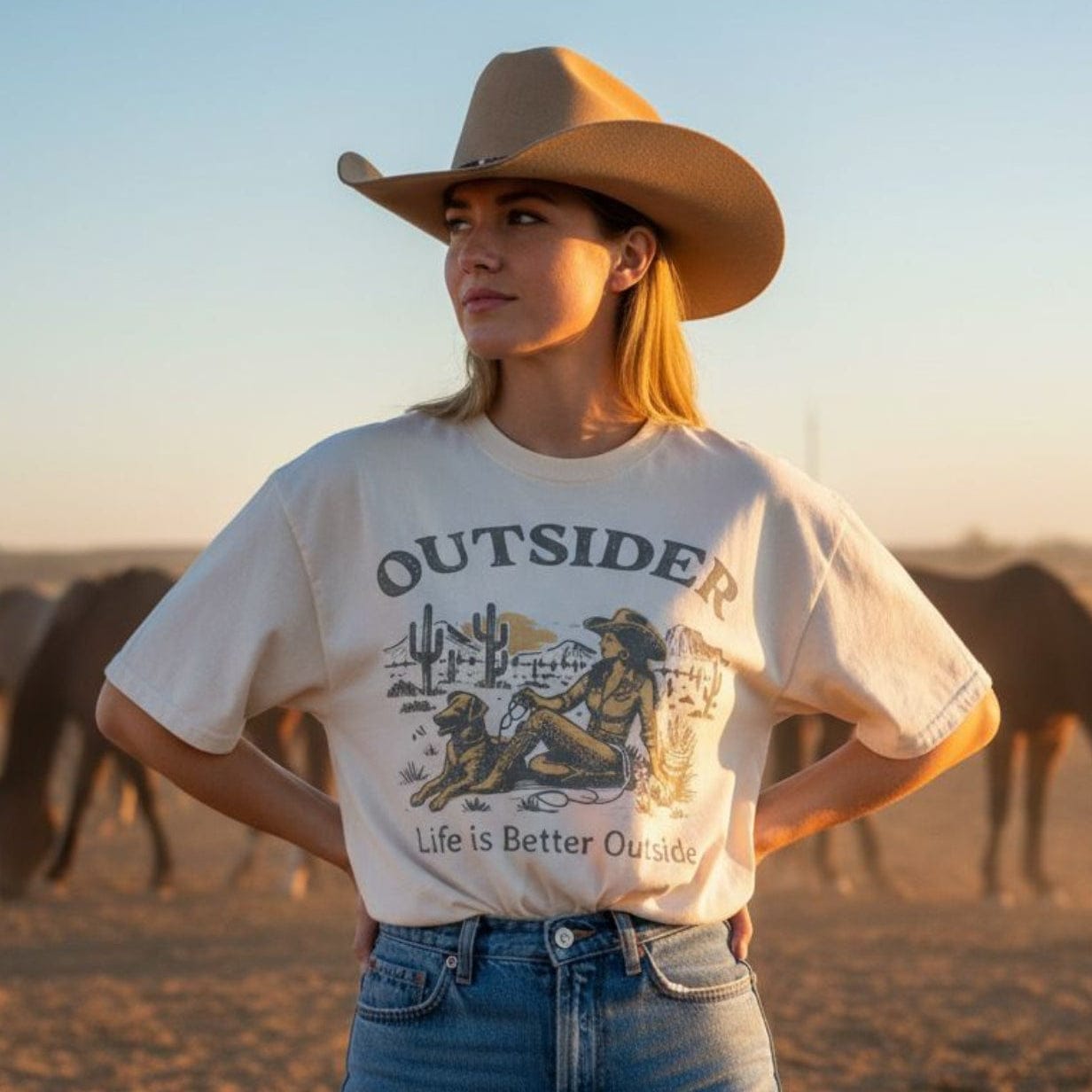 Outsider Cowgirl T-Shirt by DILLO Outfitters