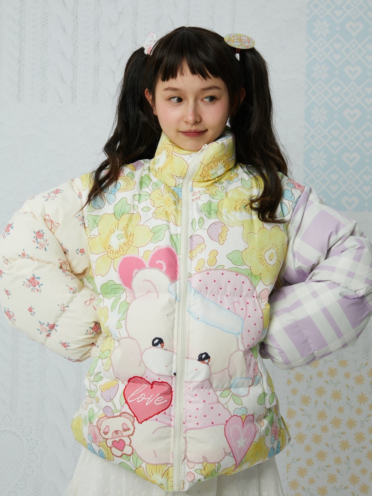 Kawaii Bear Print Puffer Jacket - KaiXin hostel by Land Decora