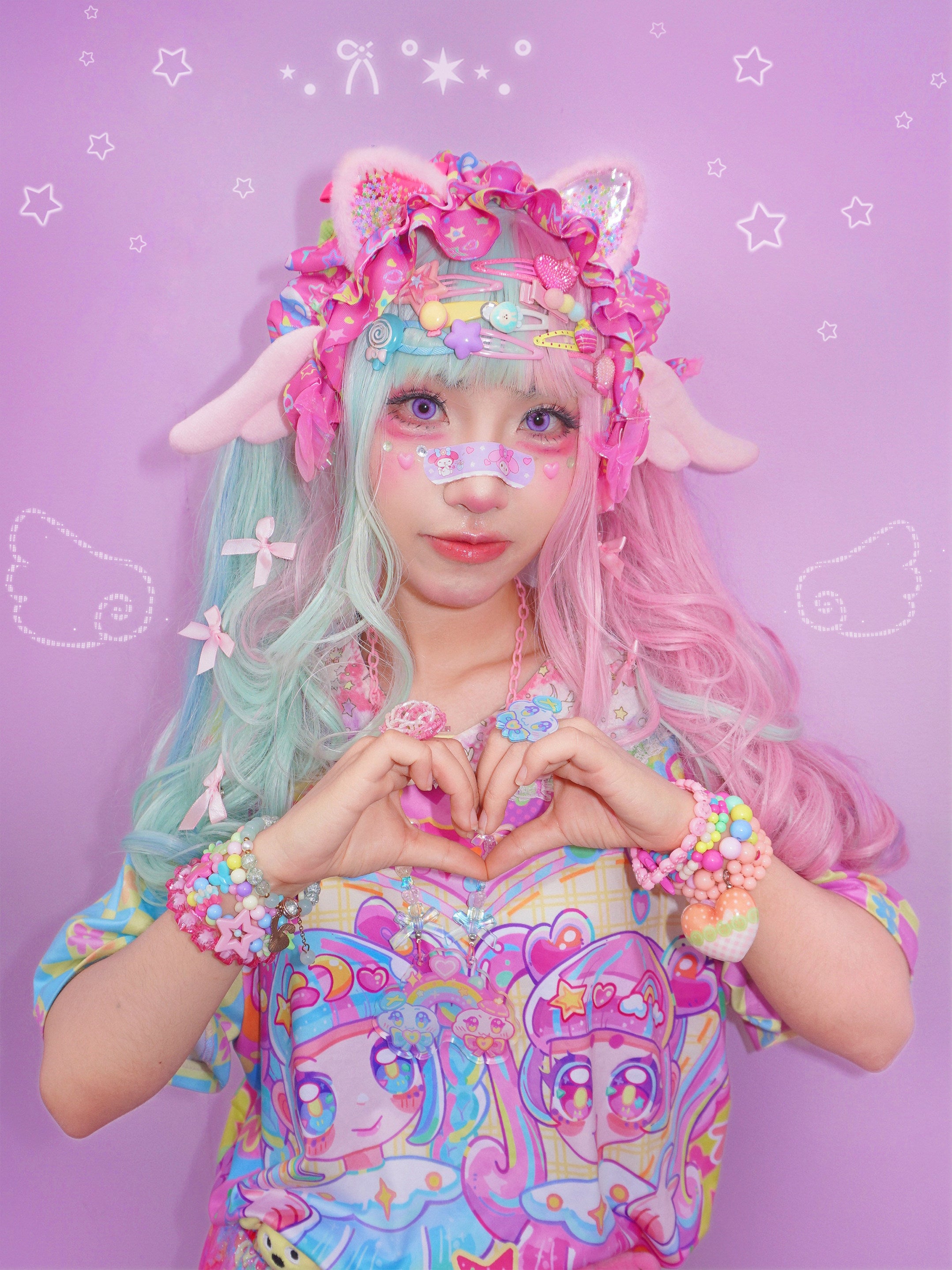 Kawaii Pink Angel Cat Ear Headband - Dream Bubble by Land Decora