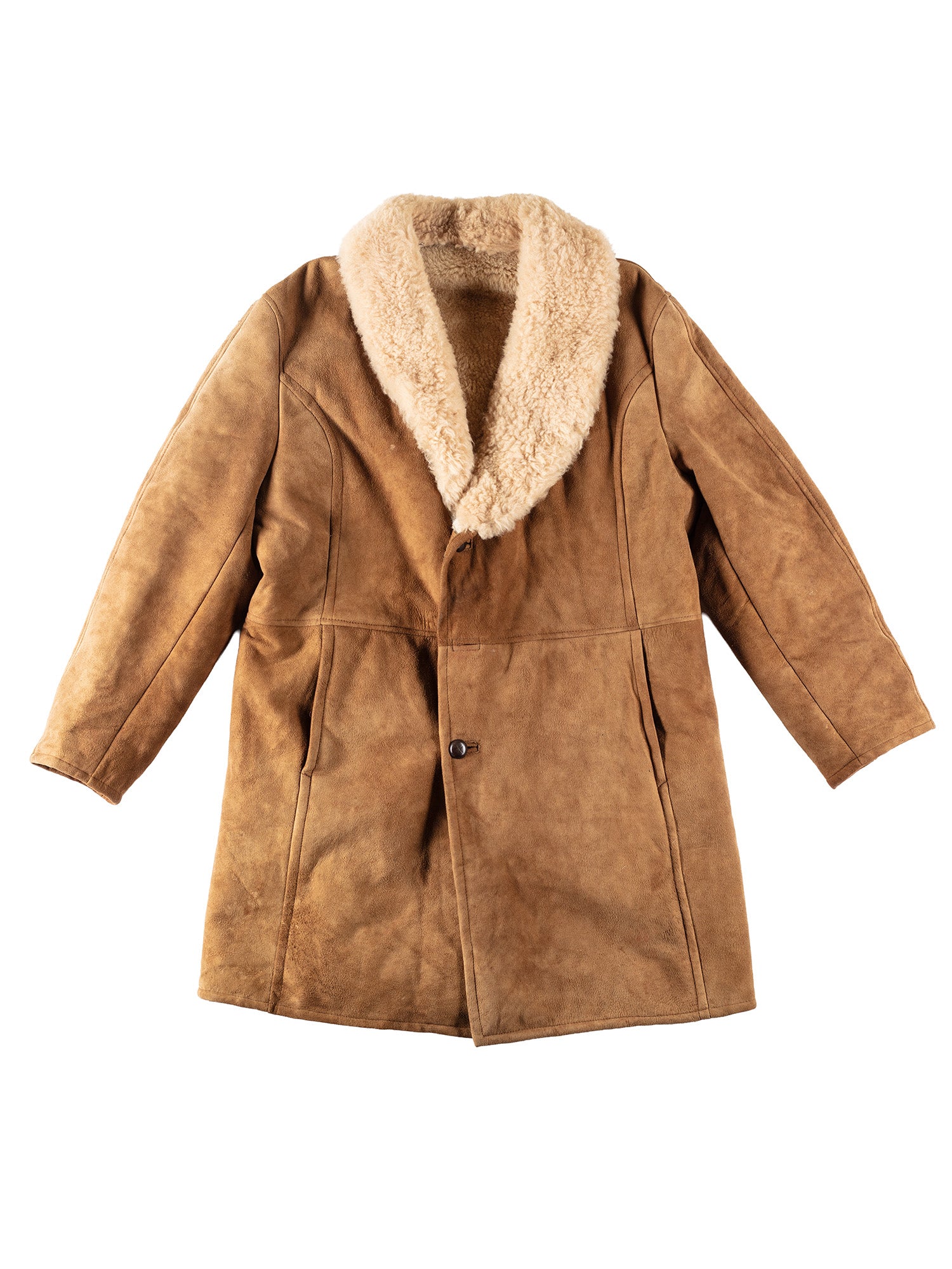 Vintage 80's Men Sheepskin Coat in Brown by Northern Grip