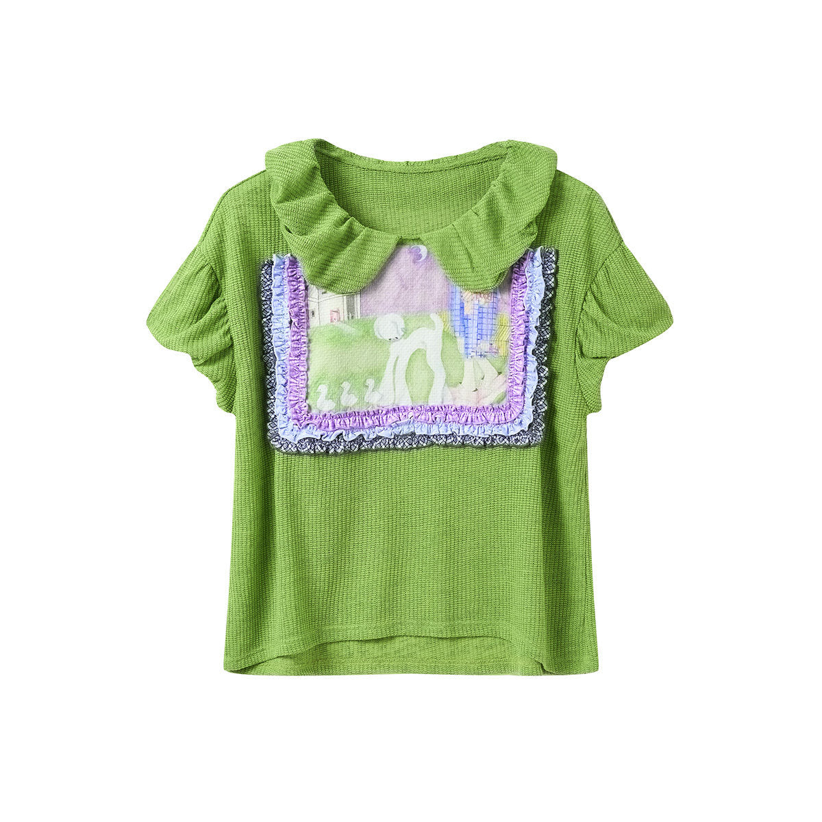 Green Ruffle Doll Collar Top - tntntutu by Land Decora