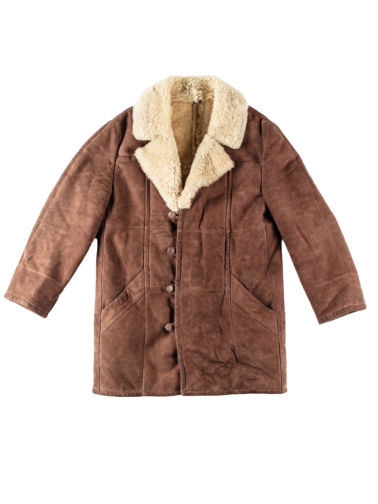 Vintage 80's Men Sheepskin Coat in Brown by Northern Grip