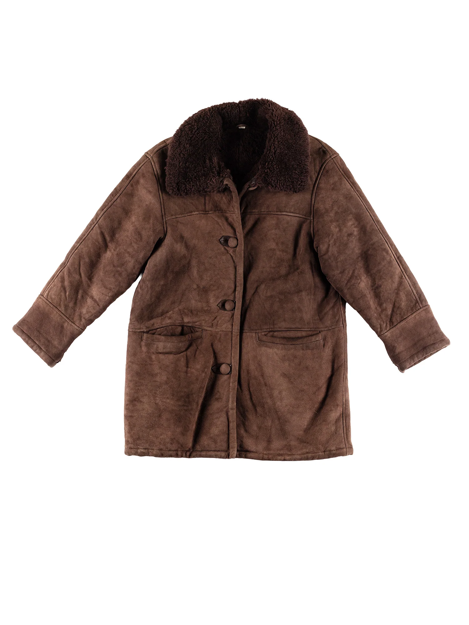 Vintage 80's Women Sheepskin Coat in Brown by Northern Grip