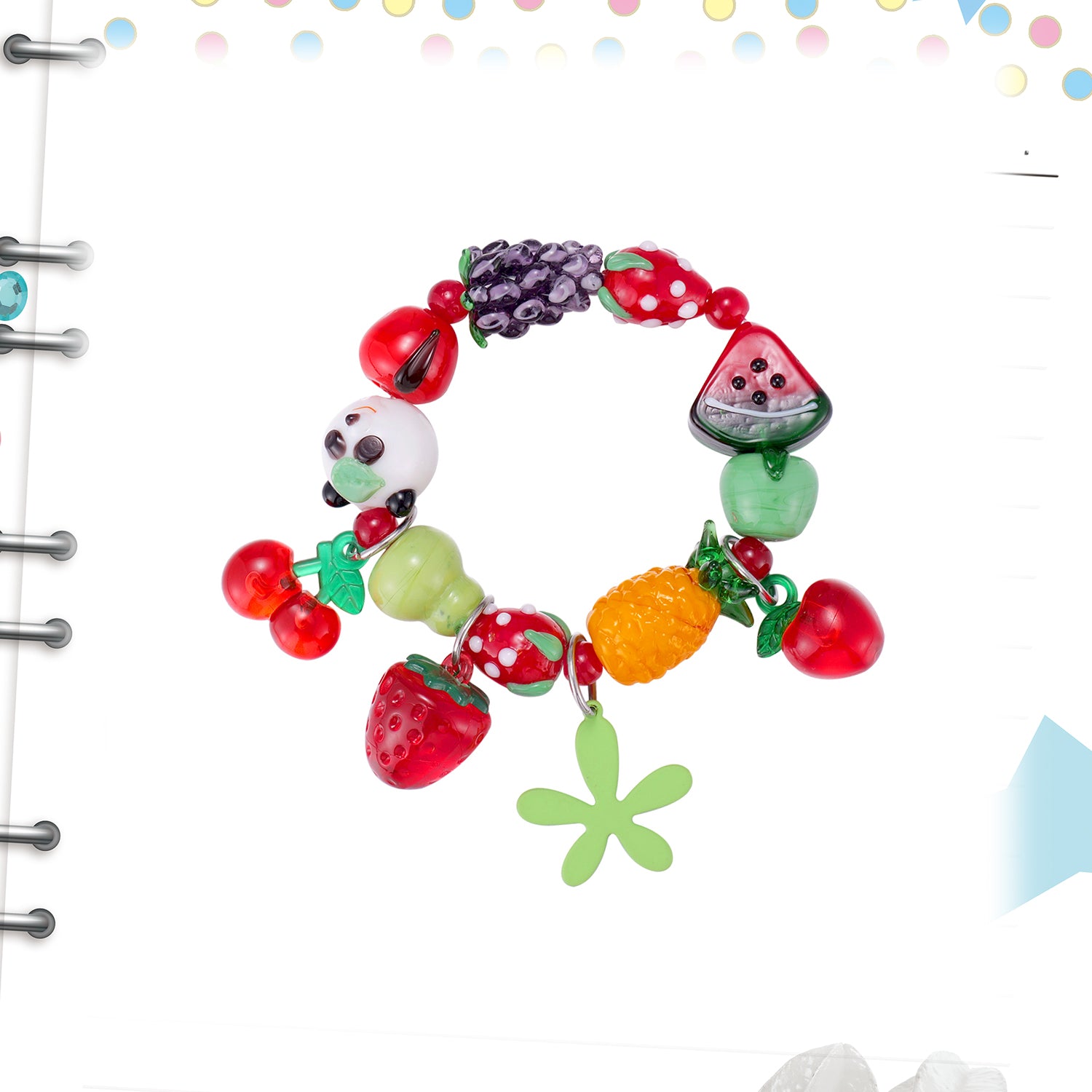 Decora Kei Panda & Fruit Glass Bead Stretch Bracelet – FRUITS by Land Decora