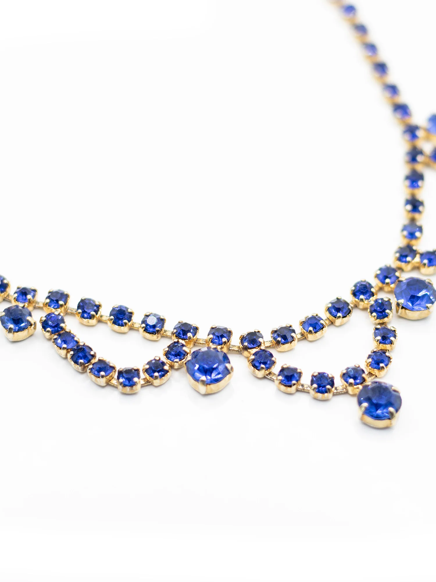 Vintage 50's Blue Rhinestone Draped Necklace by Northern Grip