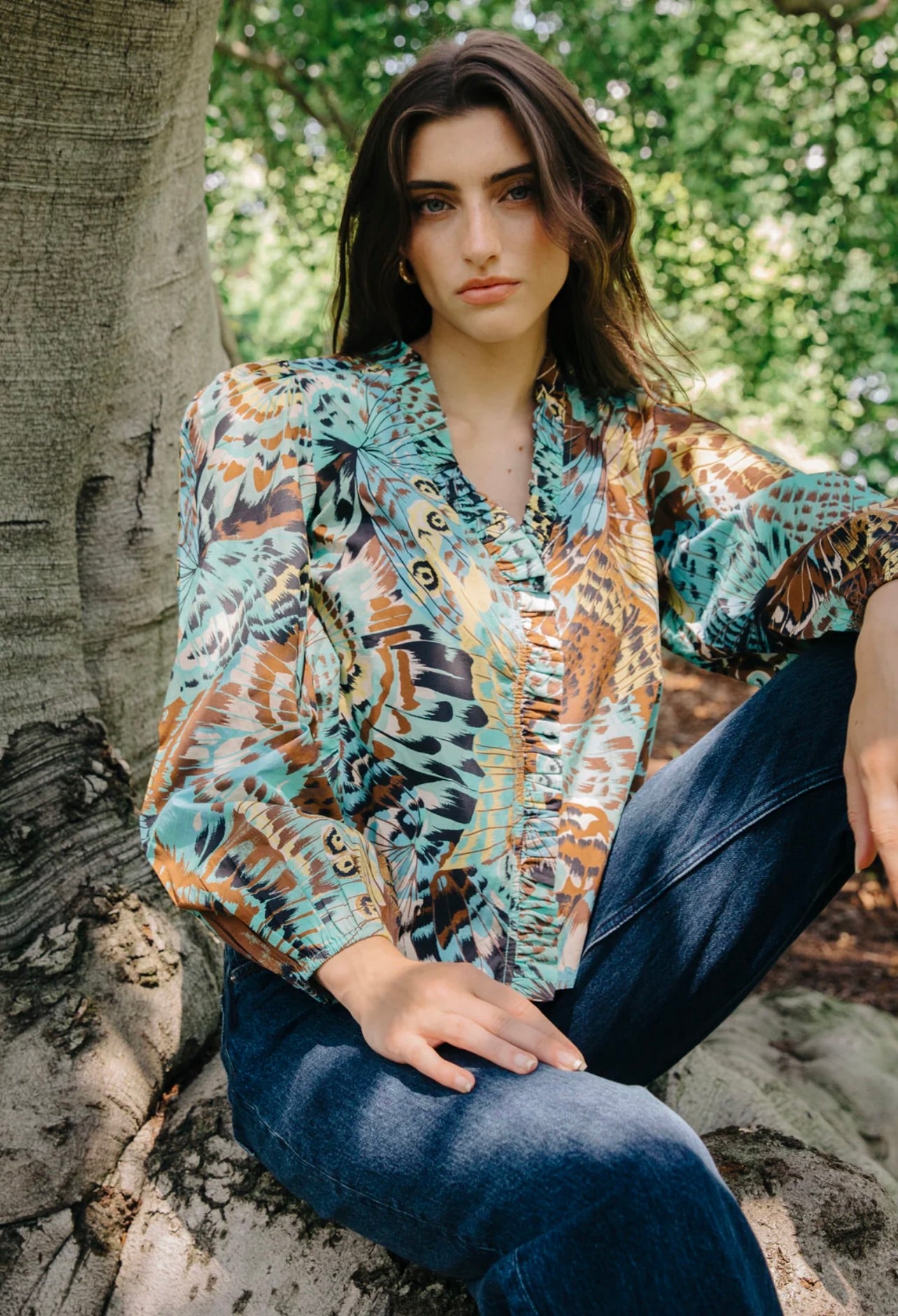 Zaida Top in Born to Fly Print by Sierra Deene