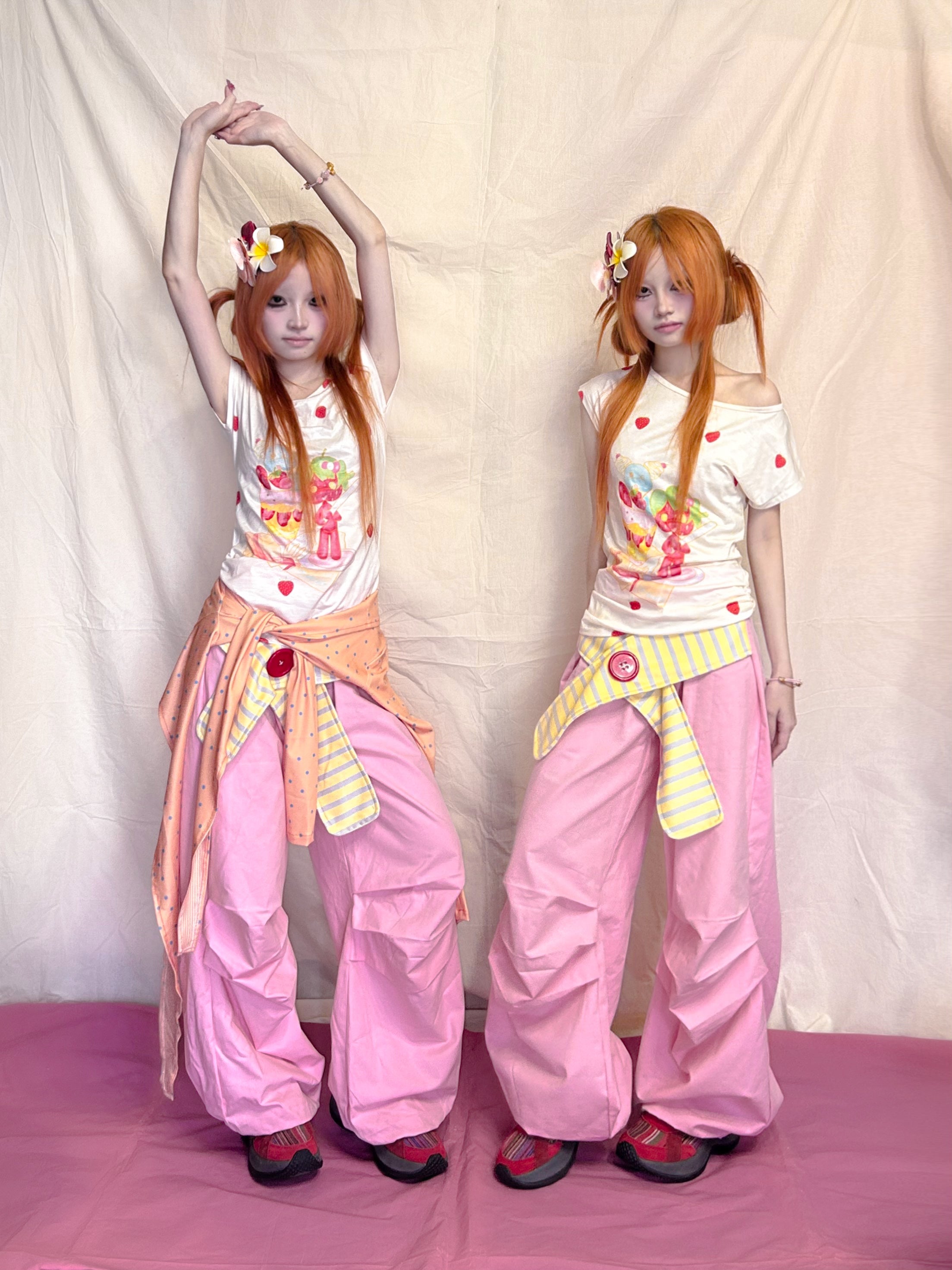 YJM with biubiu Striped Pants | Waistband Baggy Pants – Harajuku Y2K W by Land Decora