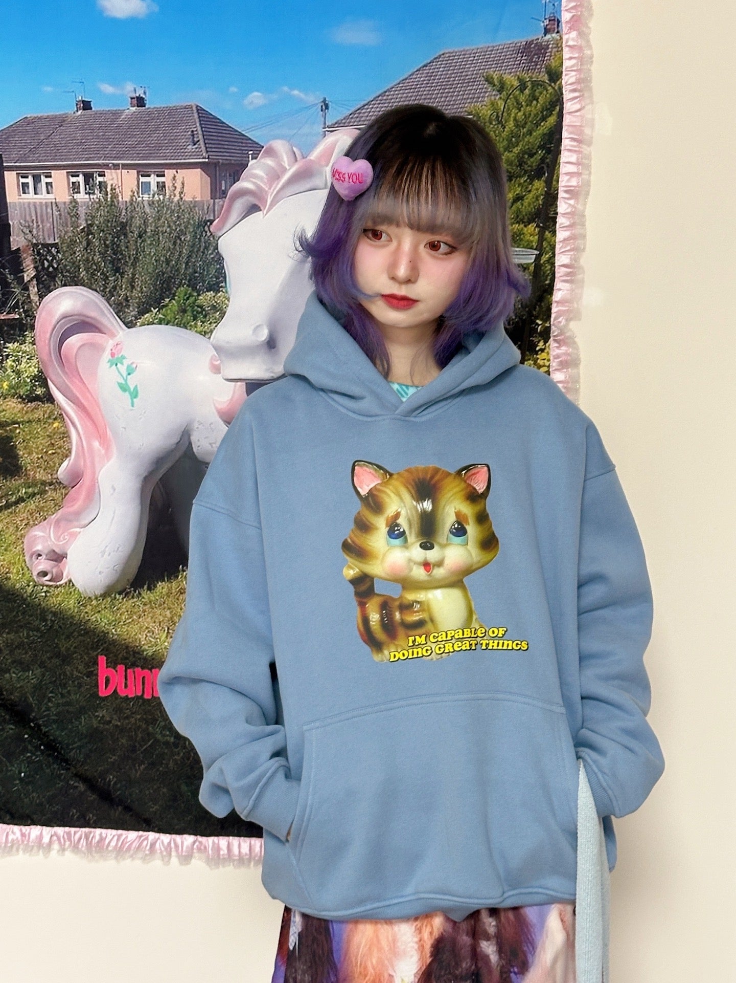 Showa Blue Fleece Sweatshirt Oversized Vintage - bunnybunnygun by Land Decora