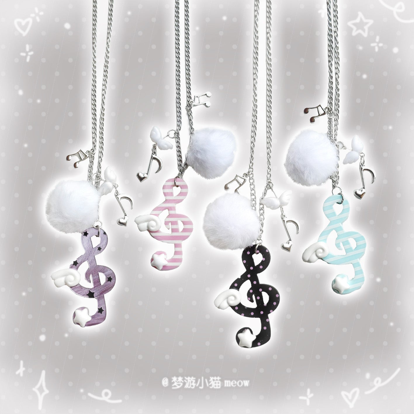 Kawaii Music Note Necklace | Vintage Fairycore Pendant Jewelry by Land Decora