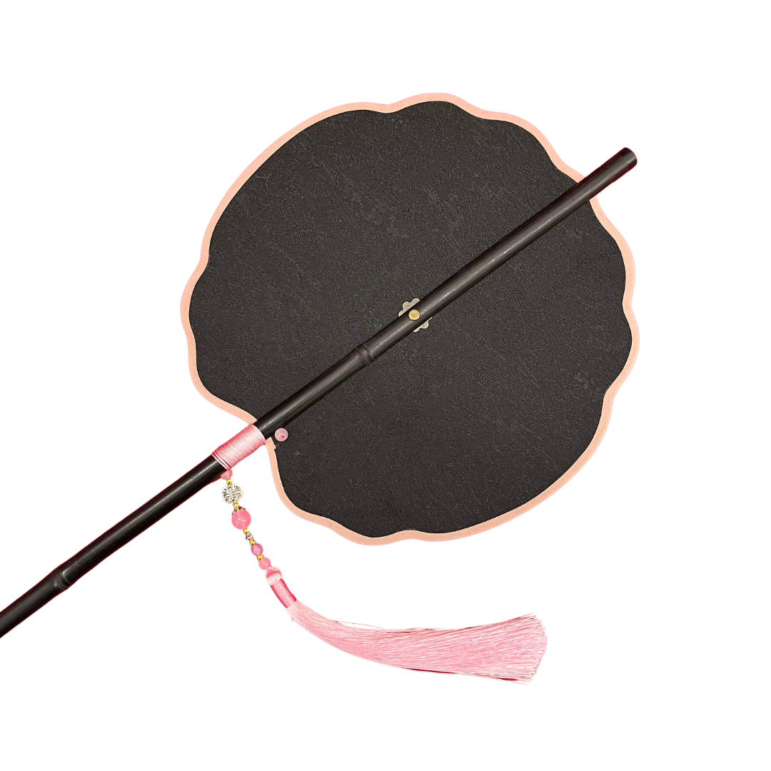 Huan Brocade Foldable Fan Black/Pink by DAWANG