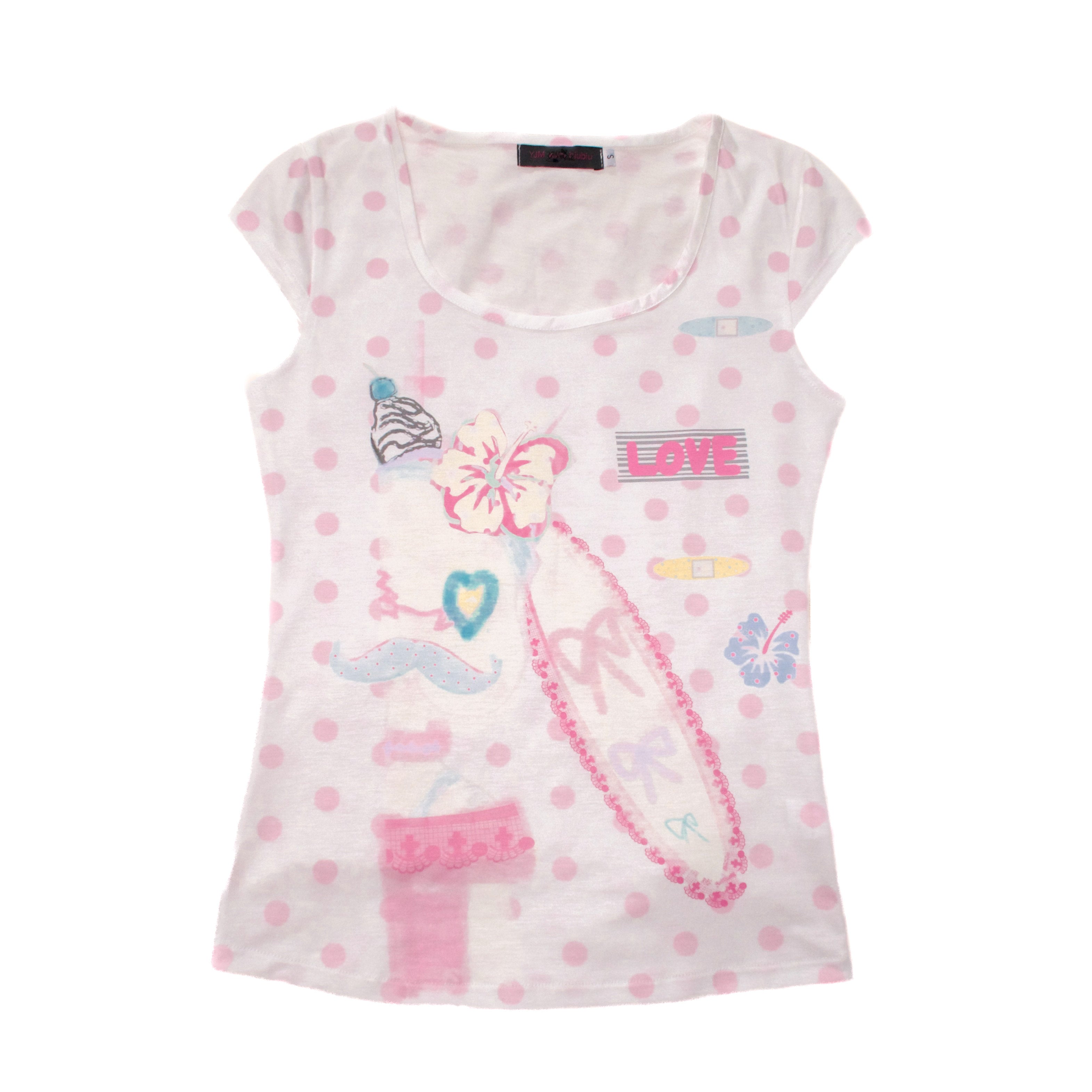 Y2K Polka Ruffle Sleeve Top - YJM with biubiu by Land Decora