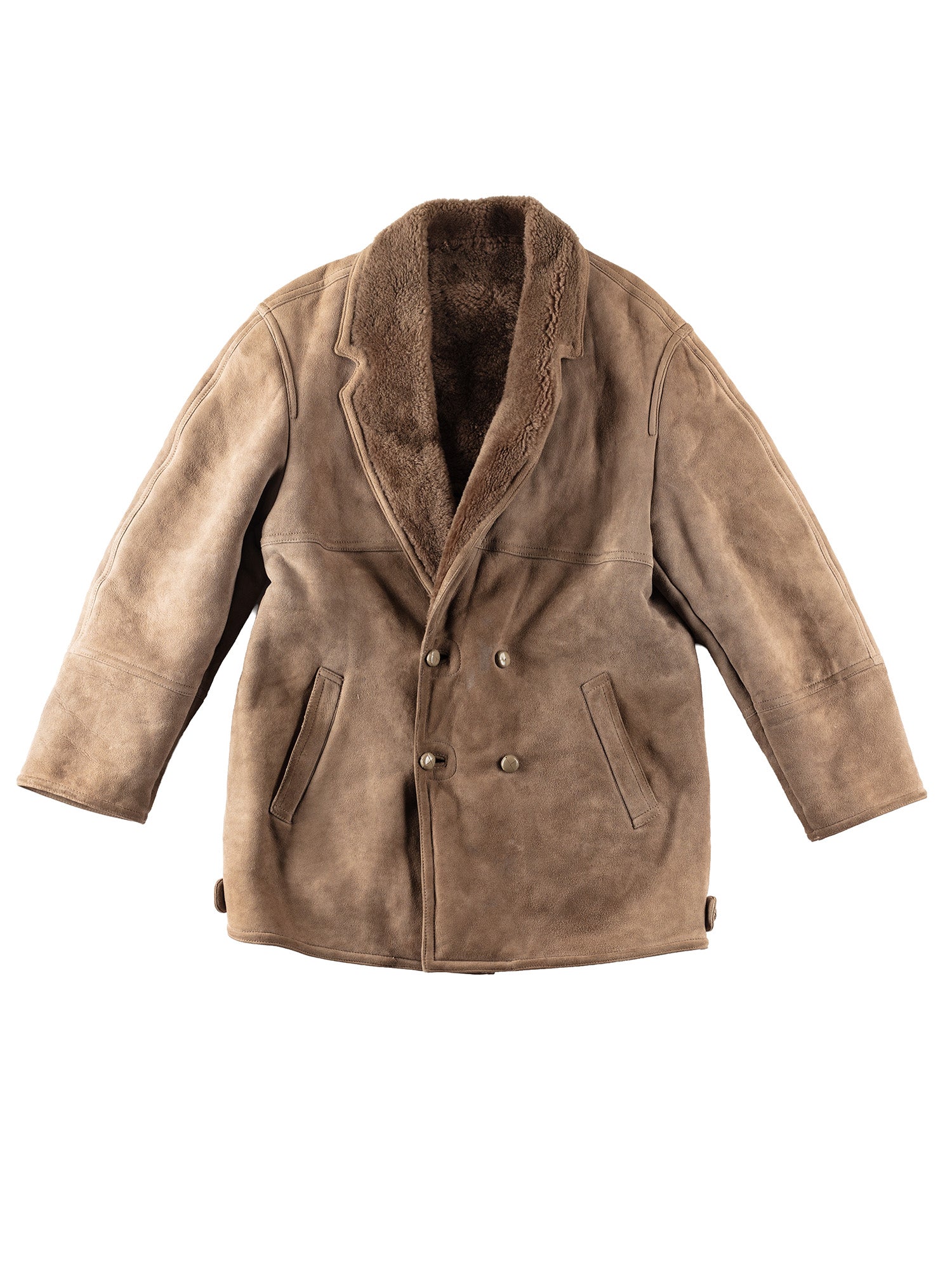 Vintage 80's Men Sheepskin Coat in Beige by Northern Grip