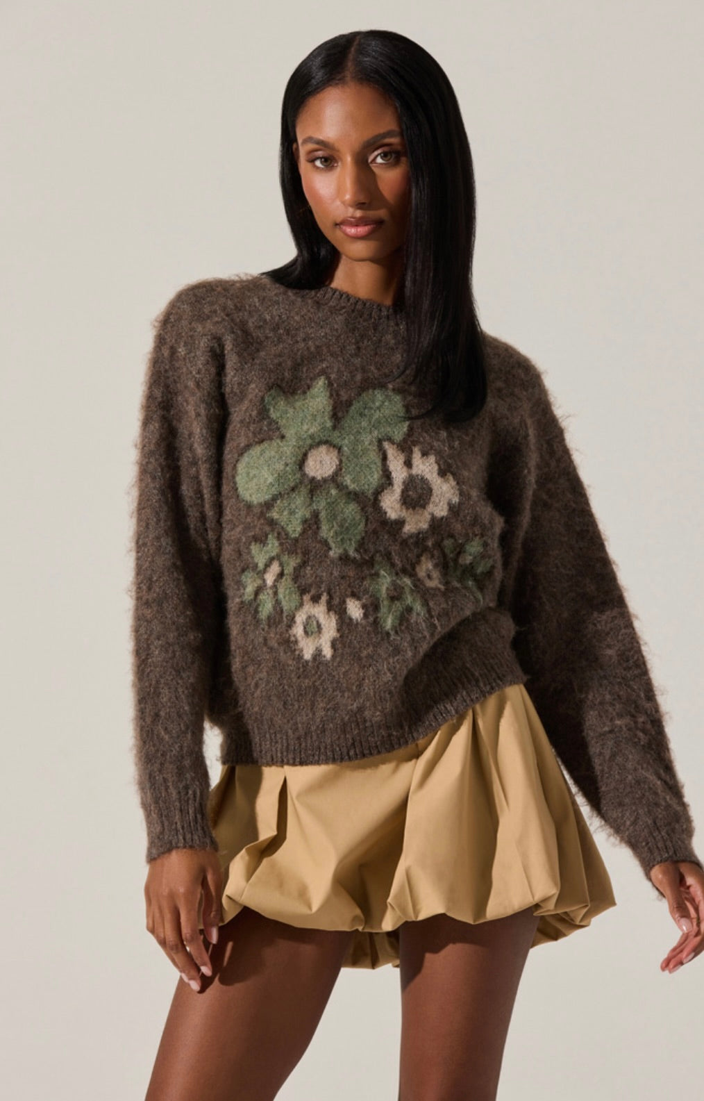 Conetta Brushed Knit Floral Sweater by Sierra Deene