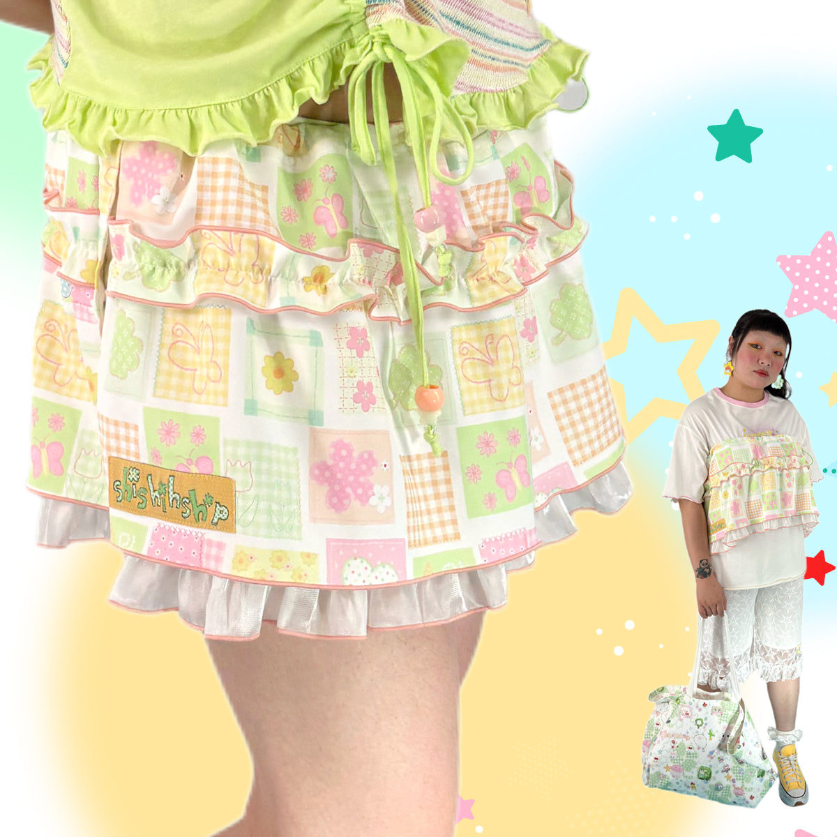Kawaii Multi-Layer Printed Mini Skirt – shishihshop by Land Decora