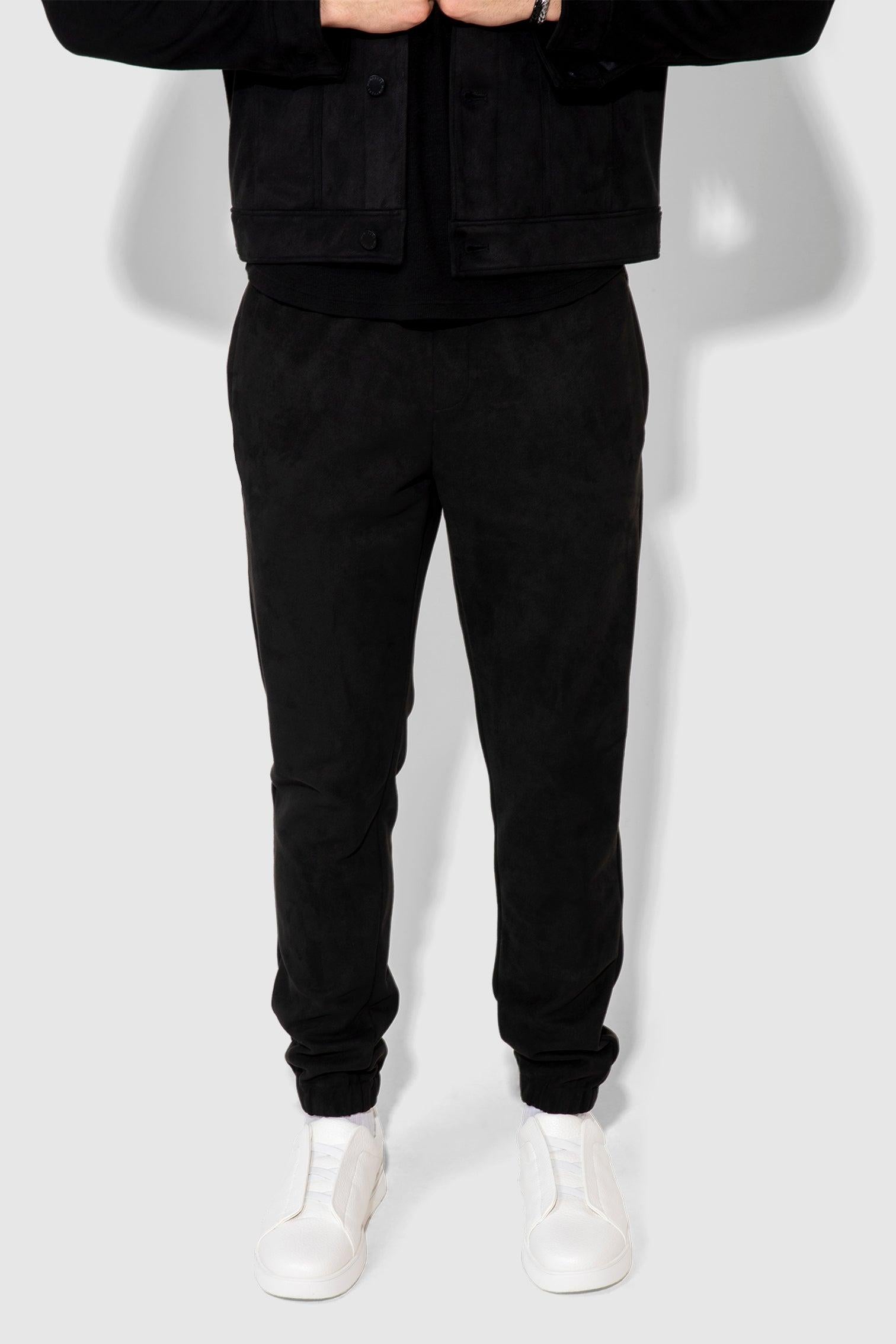 Noah Butter Suede Noir Stretch Skinny Jogger by MONFRERE