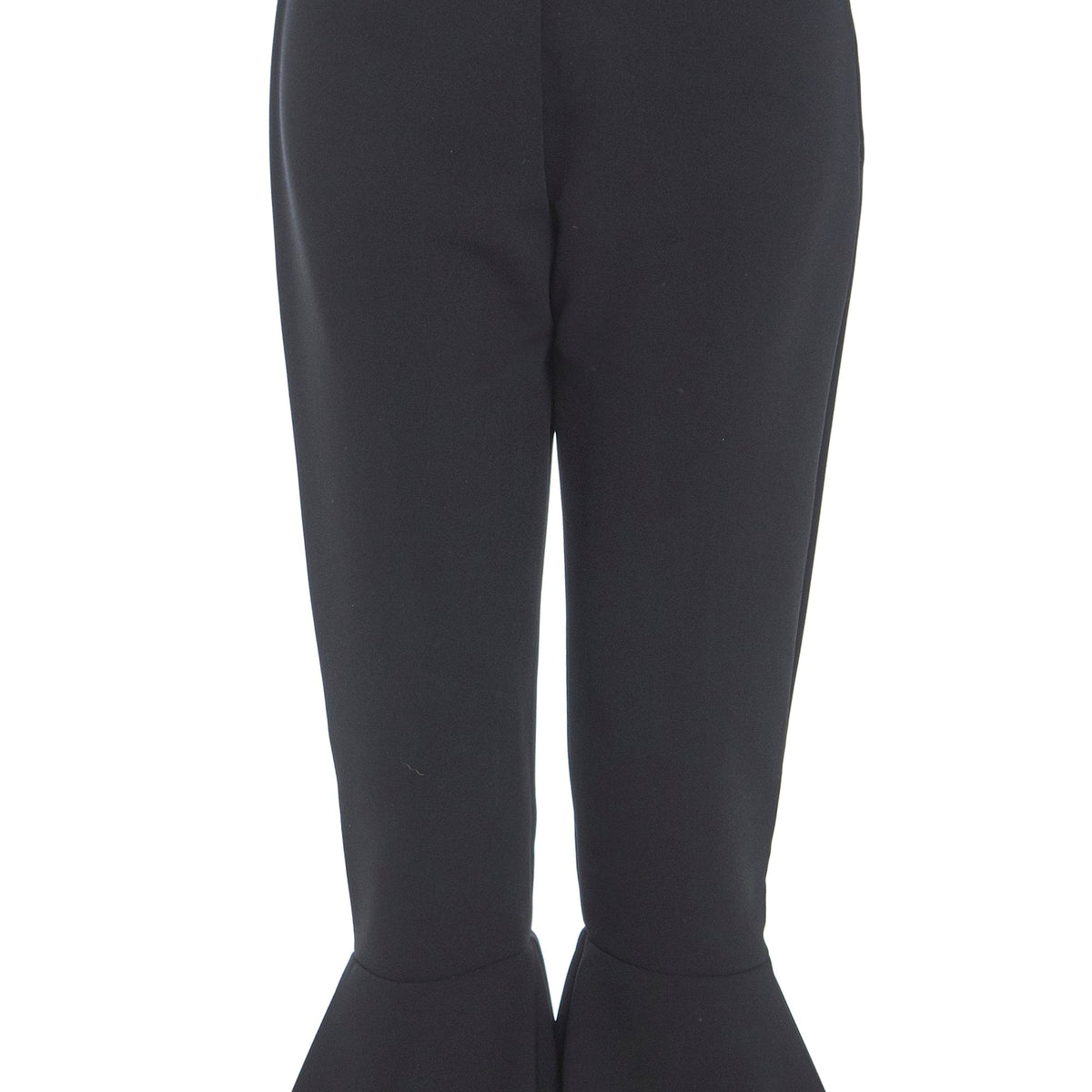 black frill hem trousers – cropped high-waist tailored style By Sarvin by Sarvin