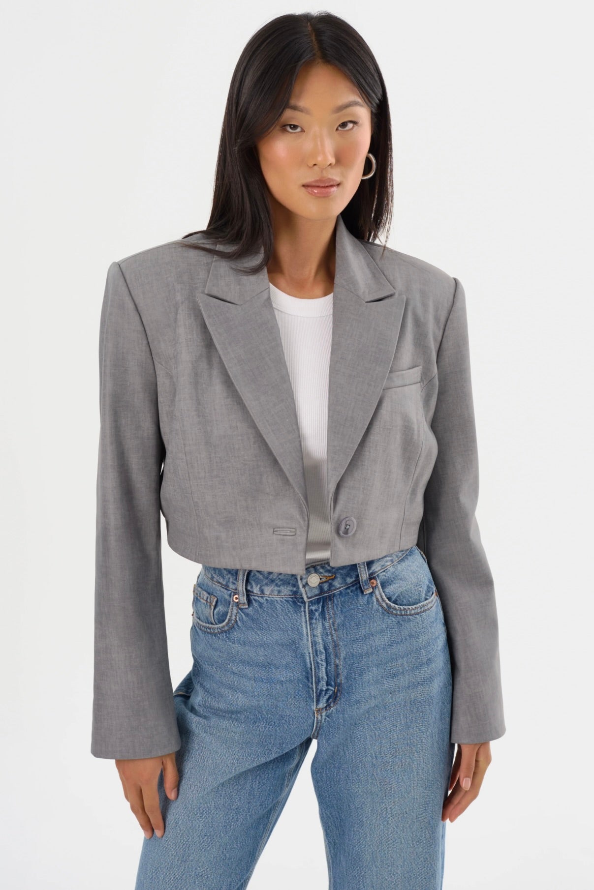 Harmina Leather Cropped Blazer by Sierra Deene