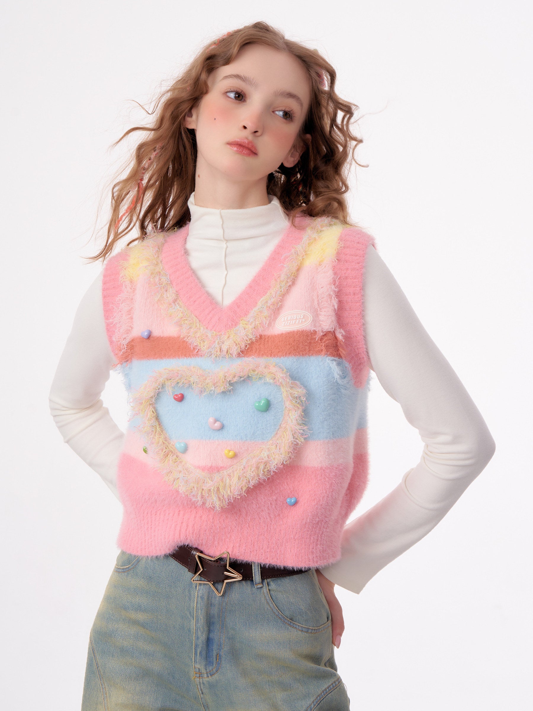 Girly Kei Heart Knit Vest - ziziFei by Land Decora