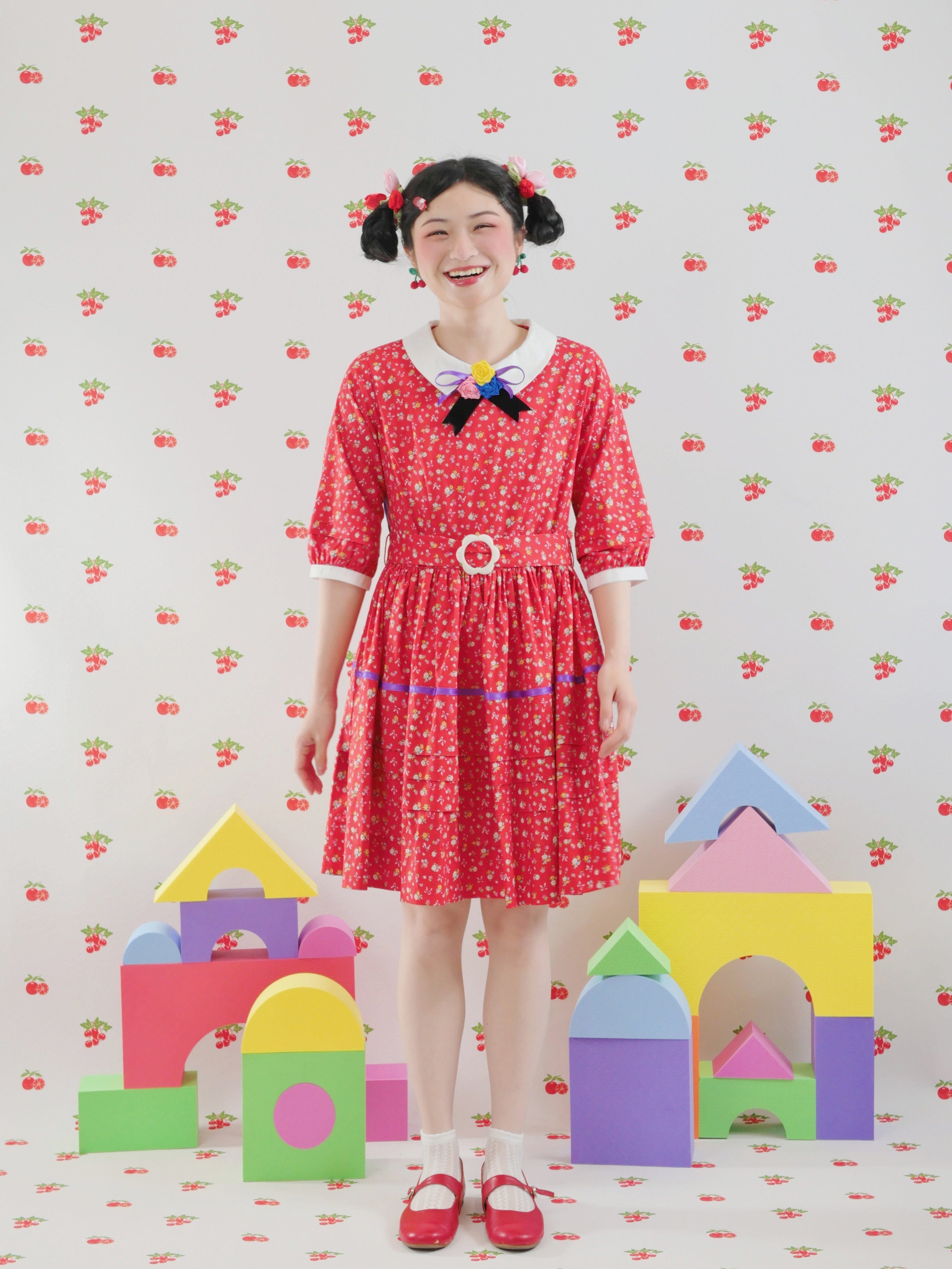 Vintage Strawberry Floral Dress Y2K Kawaii - GOODBABY