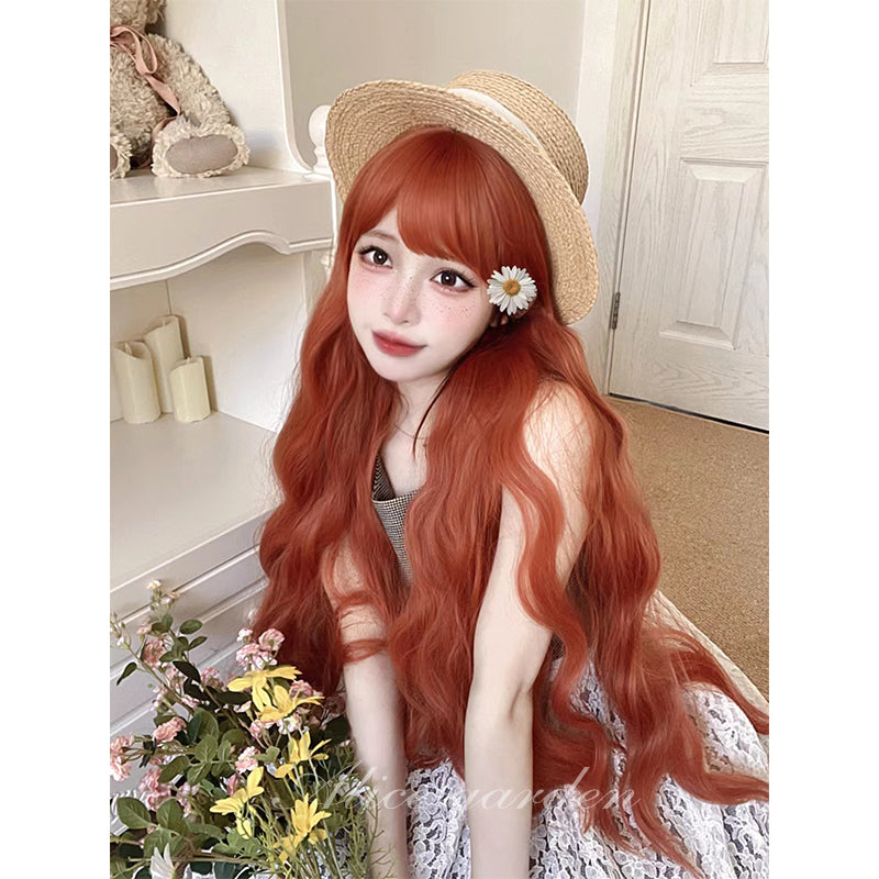 Alice Garden Harajuku Style Long Wig – Orange Long Curls by Land Decora