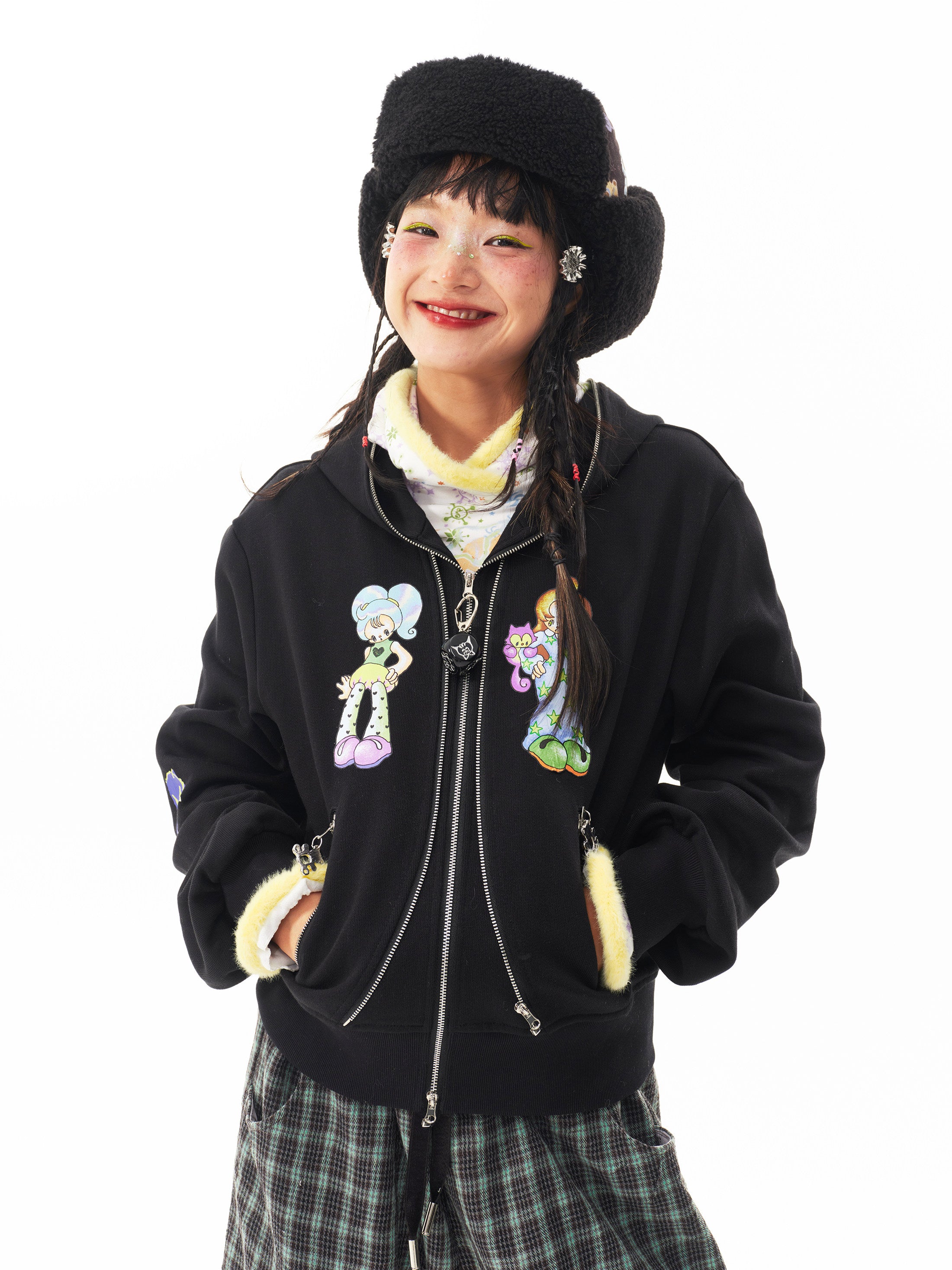 Kawaii Girl Zip Hoodie - sillysis by Land Decora