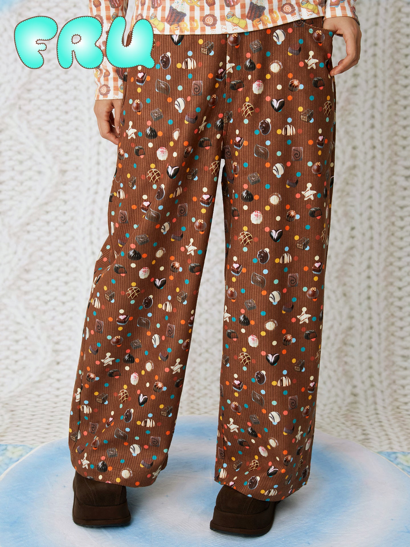 Kawaii Candy Print Corduroy Pants - frufru by Land Decora