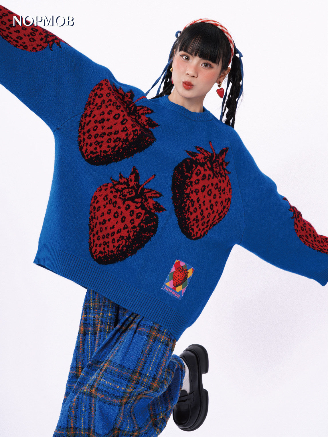 Decora Kei Blue Strawberry Knit Sweater - NOPMOB by Land Decora